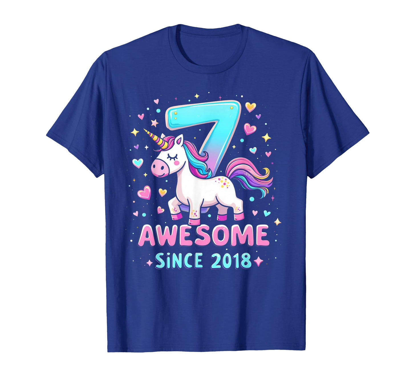 7 Year Old Unicorn Gifts For Girls 7th Birthday Girl Party T-Shirt