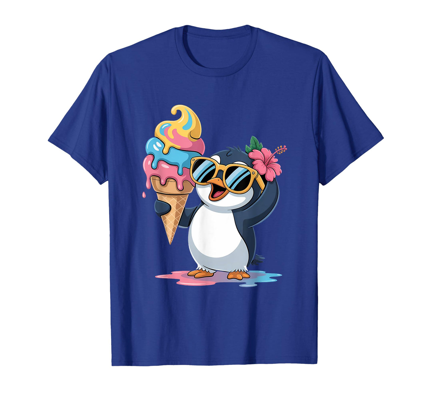 Funny Summer Foodie Lovers Cute Penguin Holding Ice Cream T-Shirt