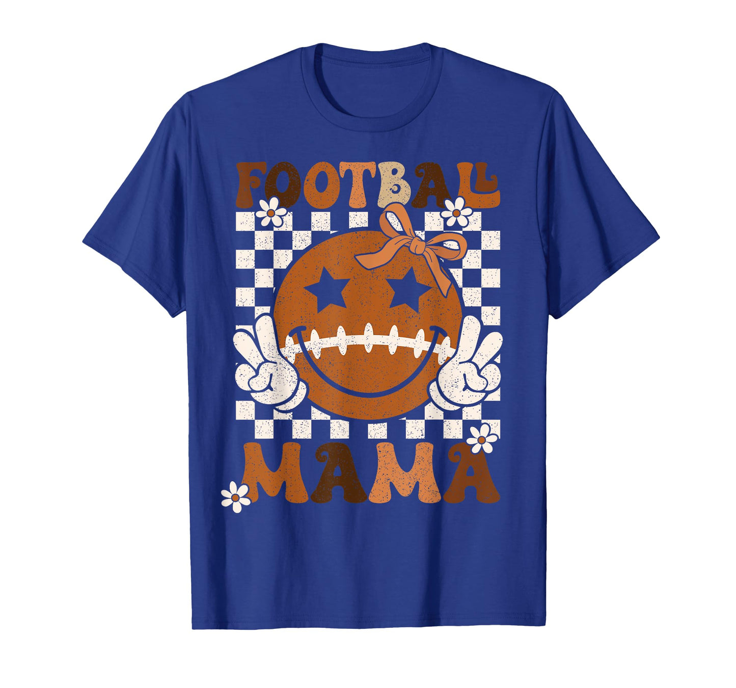 Coquette Bow Football Mama Mom Rtero Game Day T-Shirt