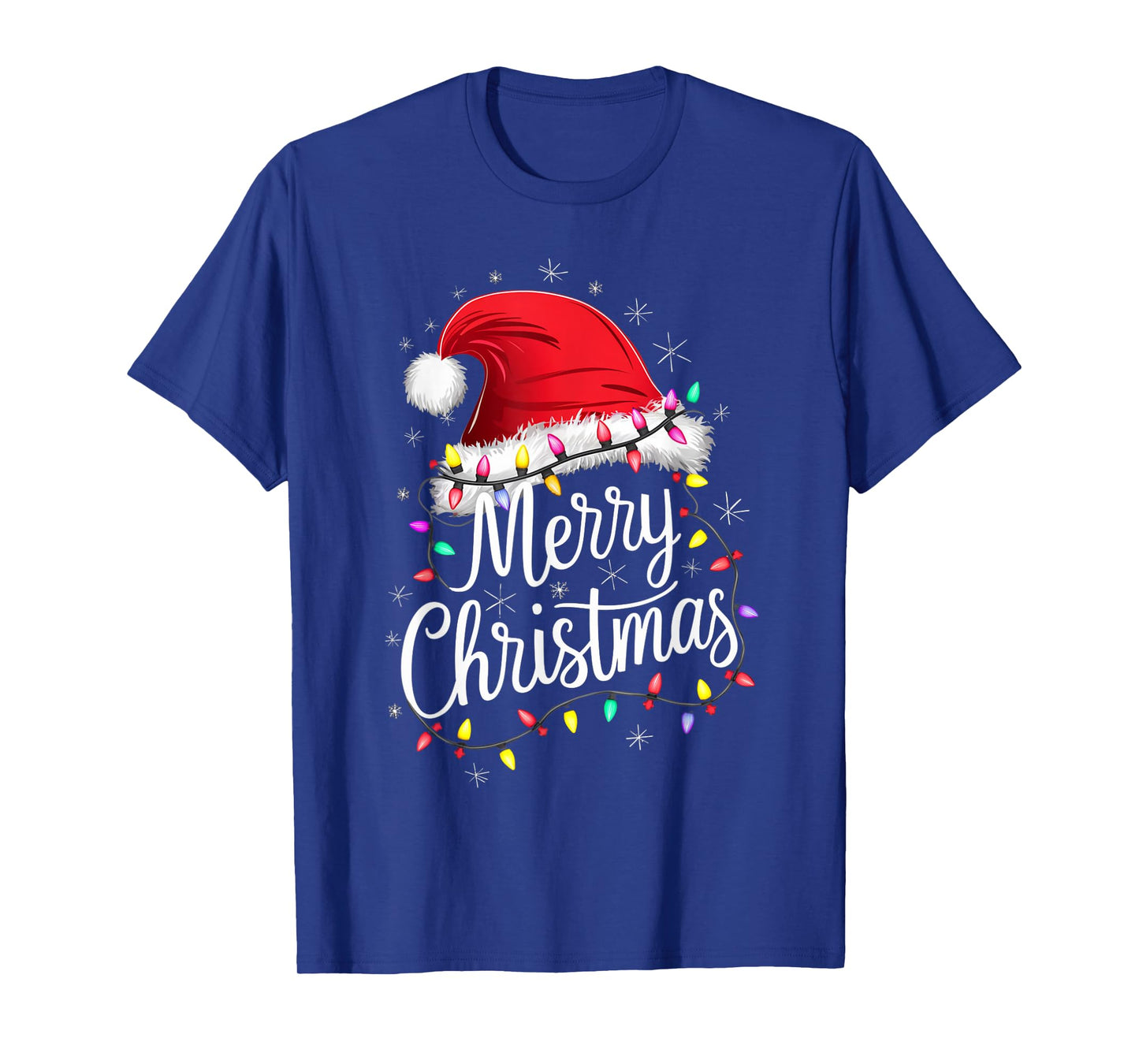 Merry Christmas Lights Red Santa Hat Xmas Family Men Women T-Shirt