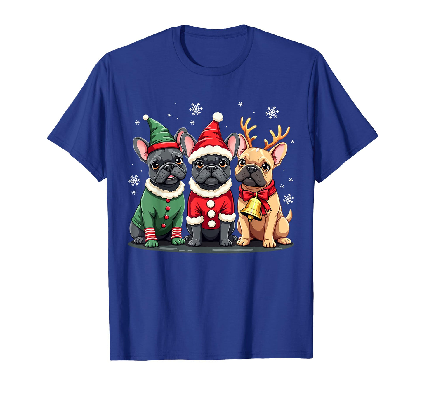French Bulldog Christmas Dogs Funny Santa Reindeer Elf T-Shirt