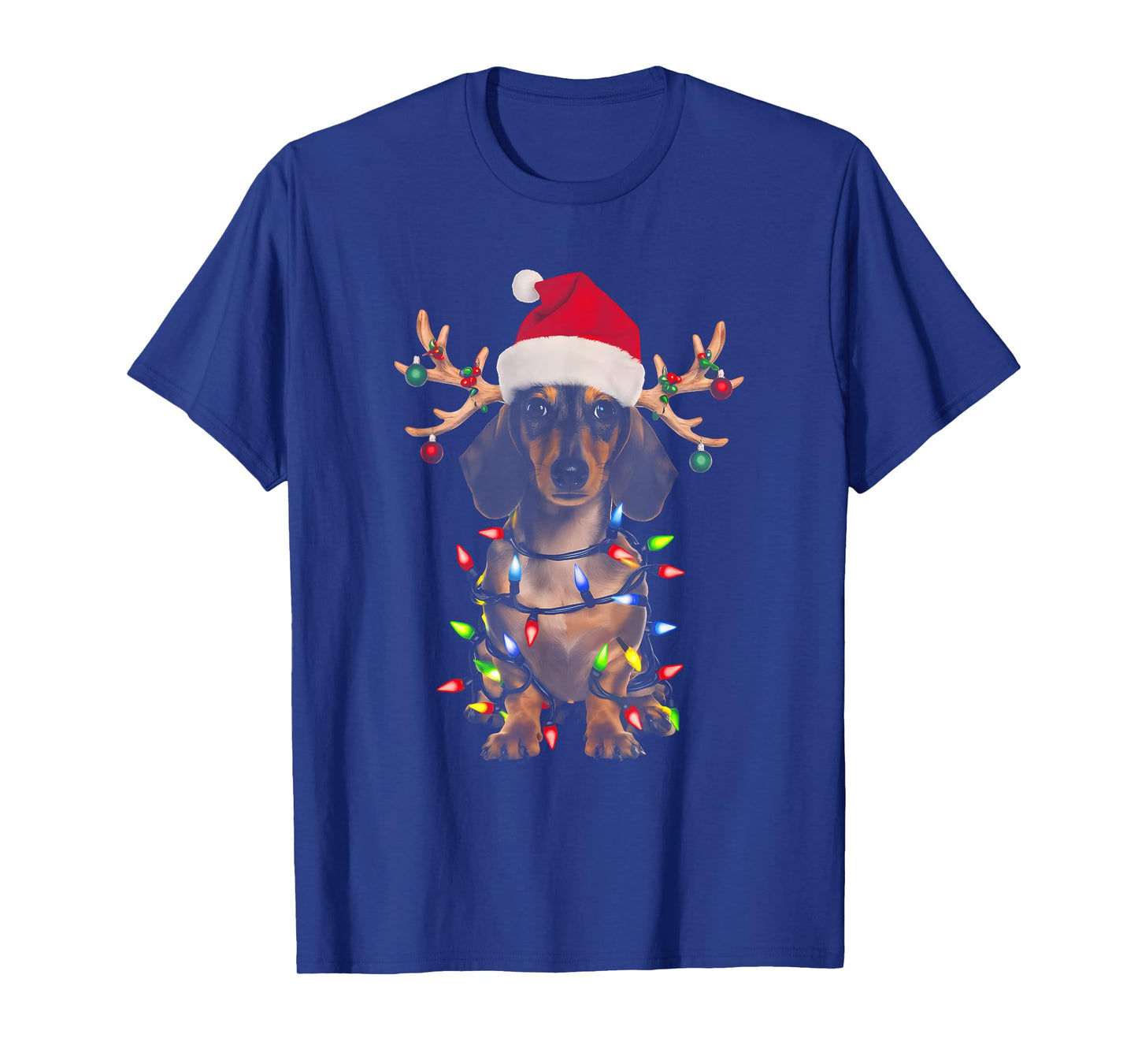 Dachshund Christmas Tree Shirt Dachshund Santa Hat Lover T-Shirt