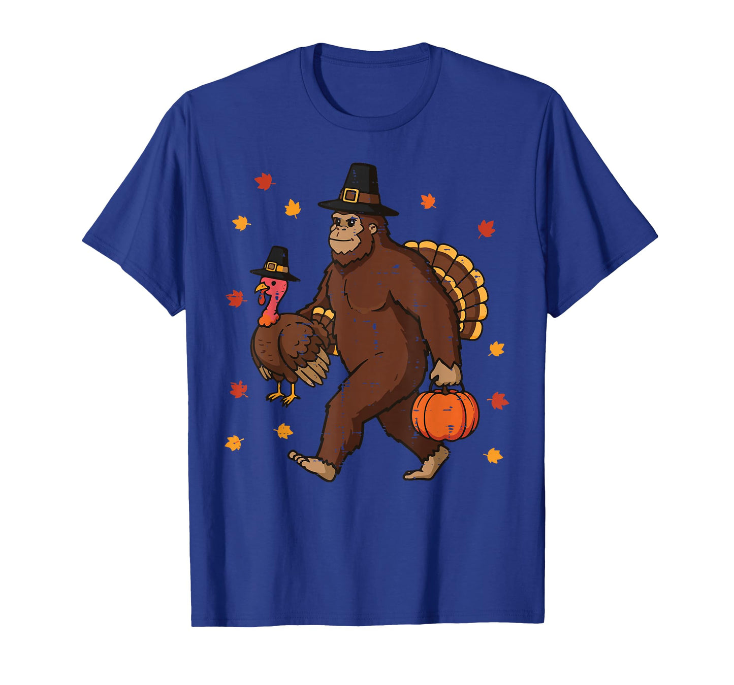 Thanksgiving Bigfoot Sasquatch Turkey Fall Men Women Kids T-Shirt