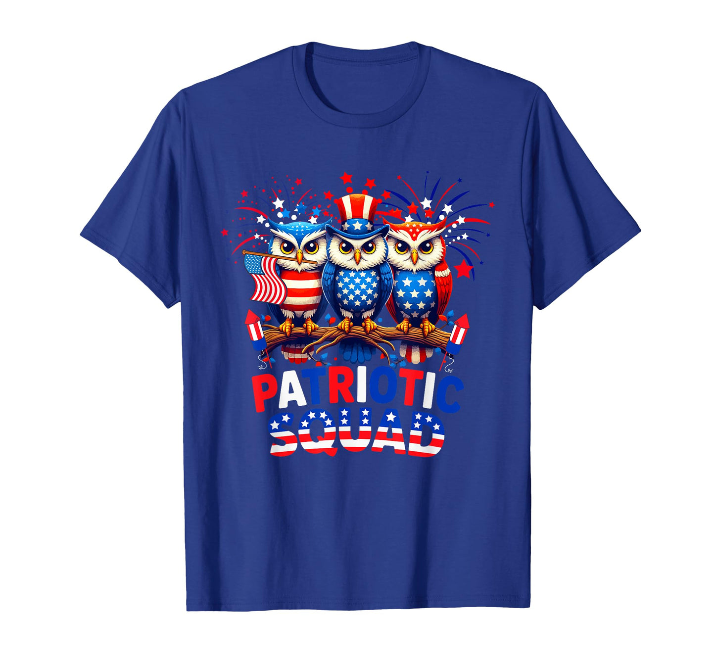 Patriotic Squad Three Cute Owls 4th Of July US Flag T-Shirt