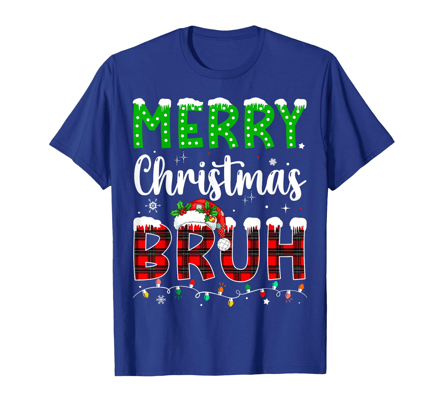 Bruh Christmas Red Plaid Teens Boys Kids Xmas Pajama T-Shirt