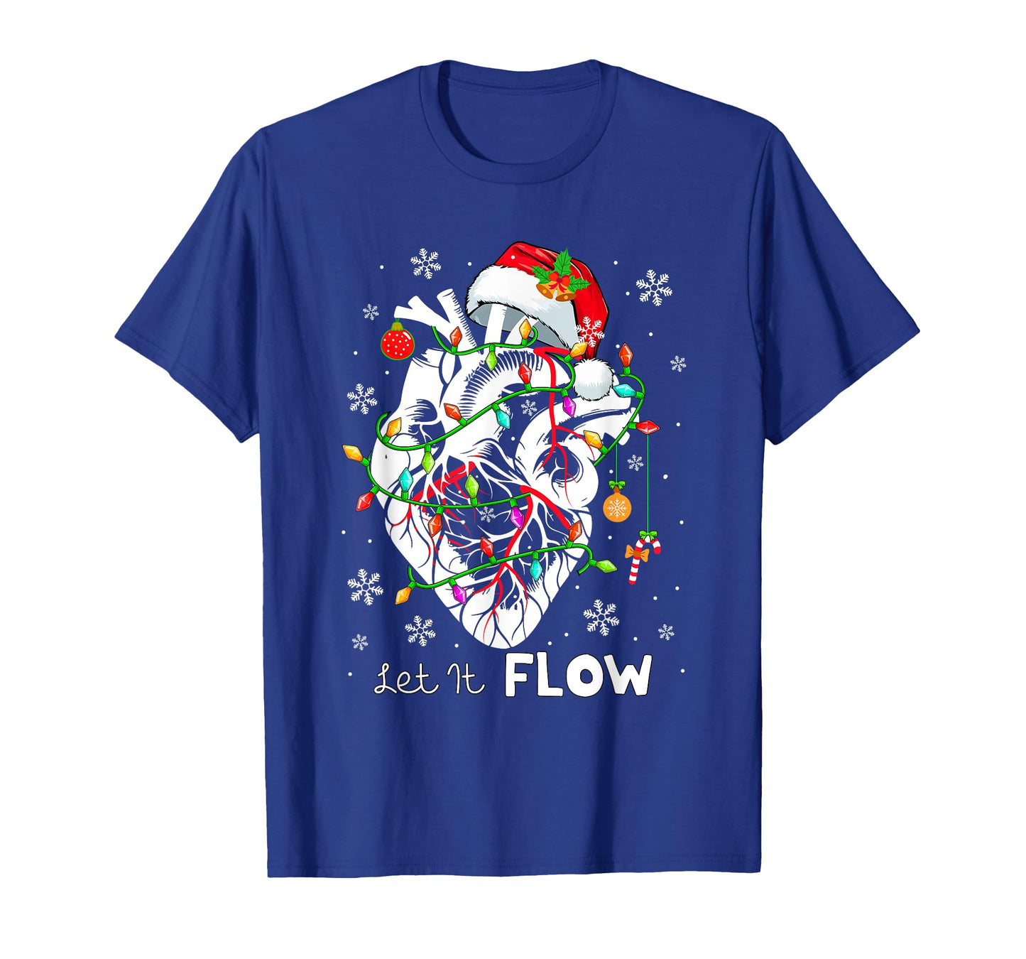 Let It Flowing Xmas Anatomy Santa Heart Part Cardiac Nurse T-Shirt