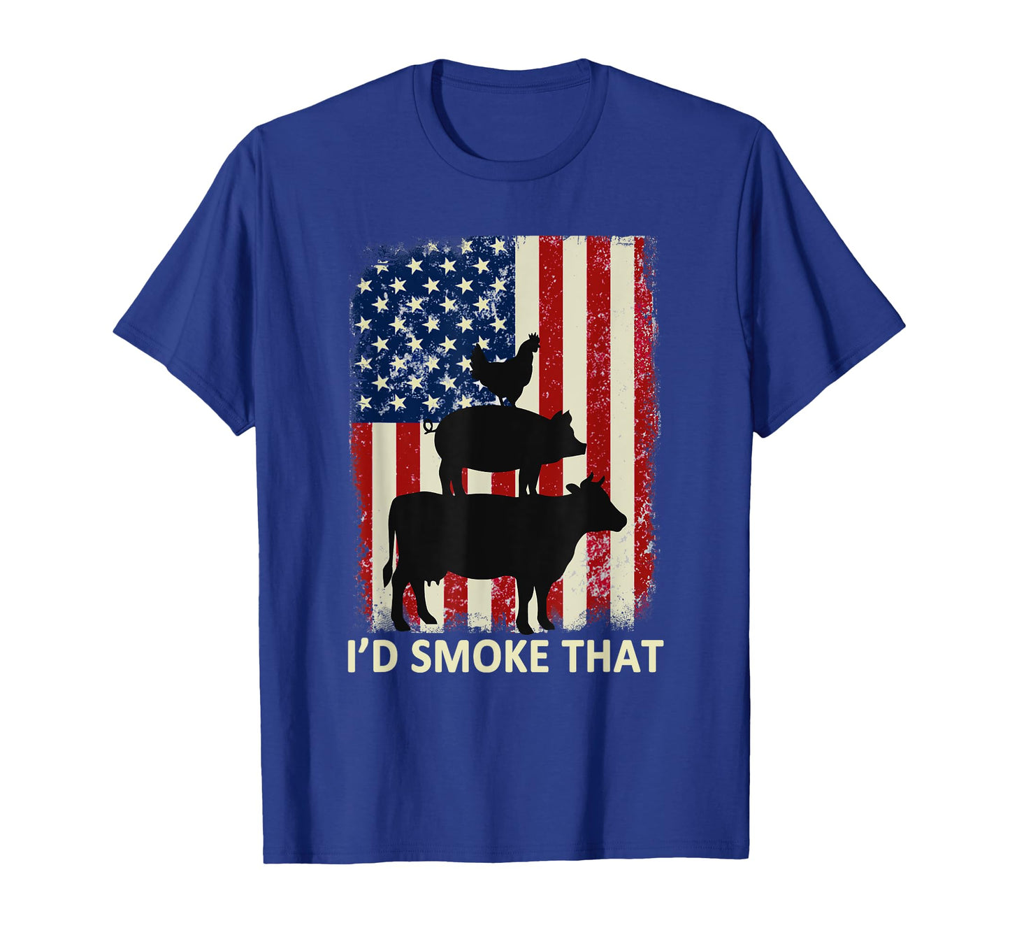 I'd Smoke That American Flag Funny BBQ T-Shirt for Women Men