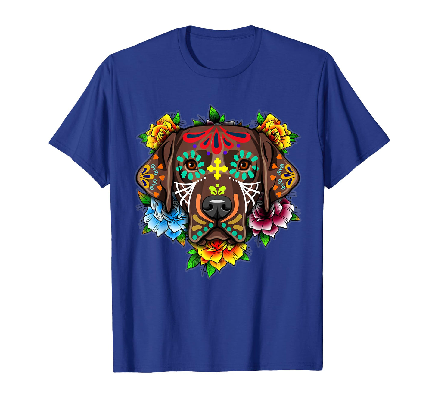 Black Labrador Retriever Day of the Dead Sugar Skull Lab Dog Men Women T-Shirt