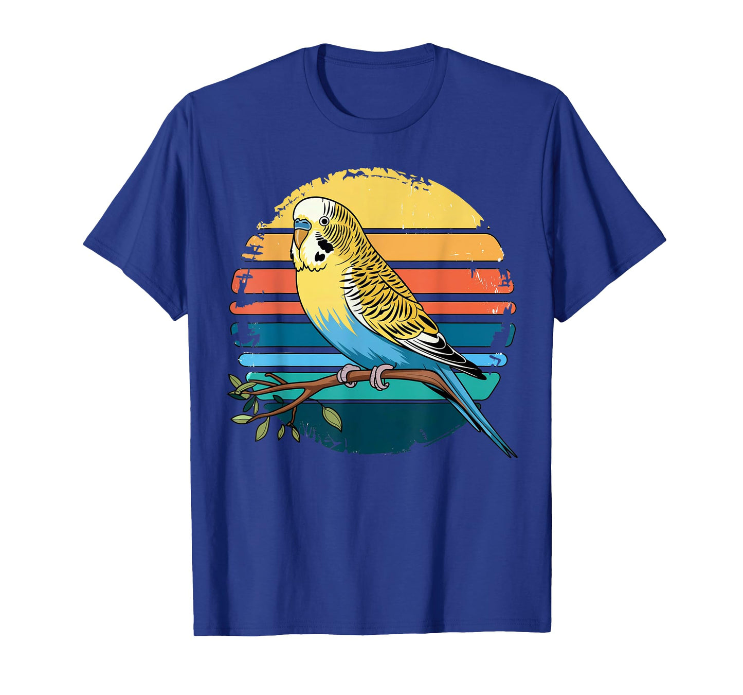 Budgie Parakeet Retro Sunset Vintage Budgerigar Bird Lover T-Shirt