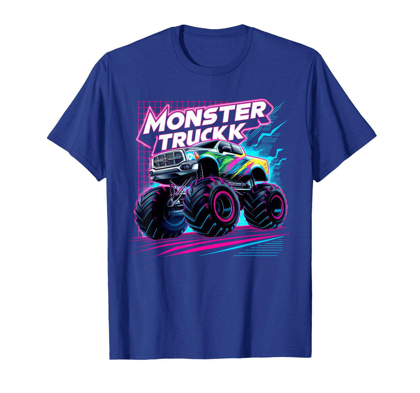Monster Truck Retro Colorful Toddlers Boys Kids Men Birthday T-Shirt