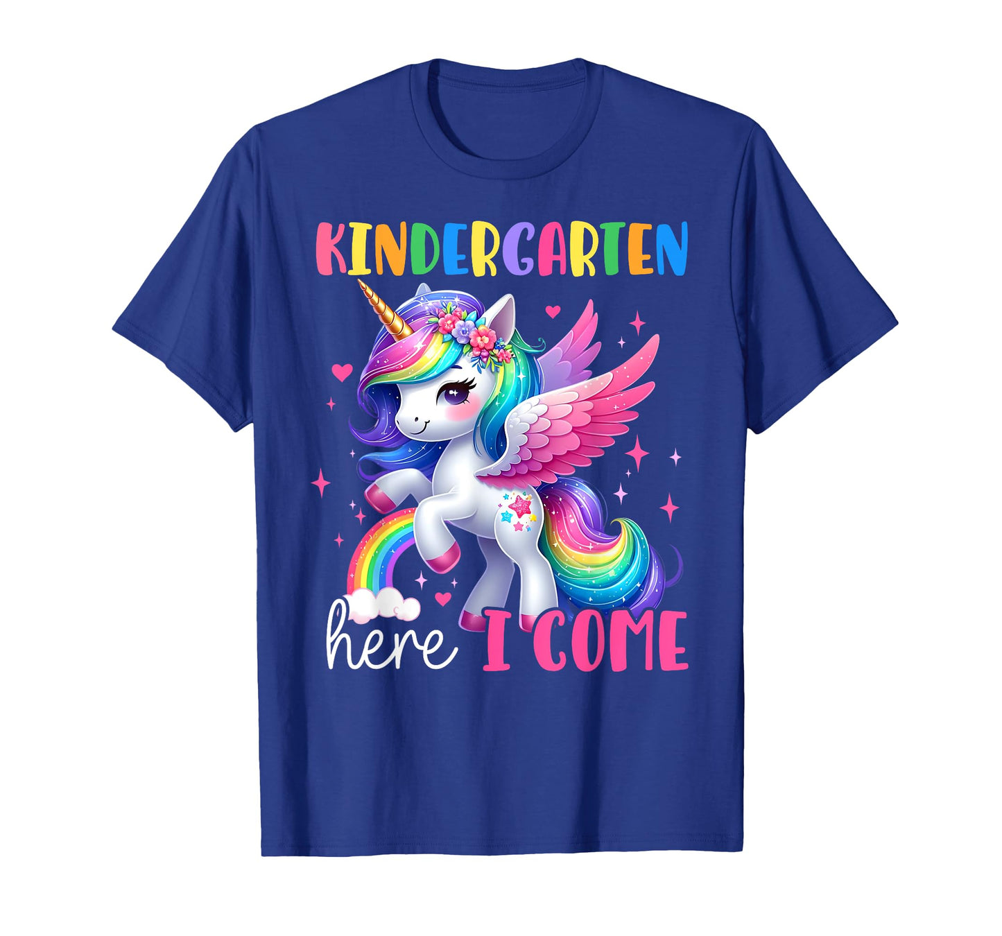 Kindergarten Here I Come Unicorn Girls Kids Back To School T-Shirt
