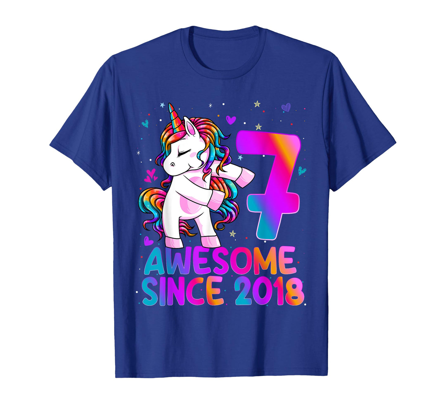 Flossing Unicorn 7 Year Old 7th Birthday Girl Unicorn Party T-Shirt