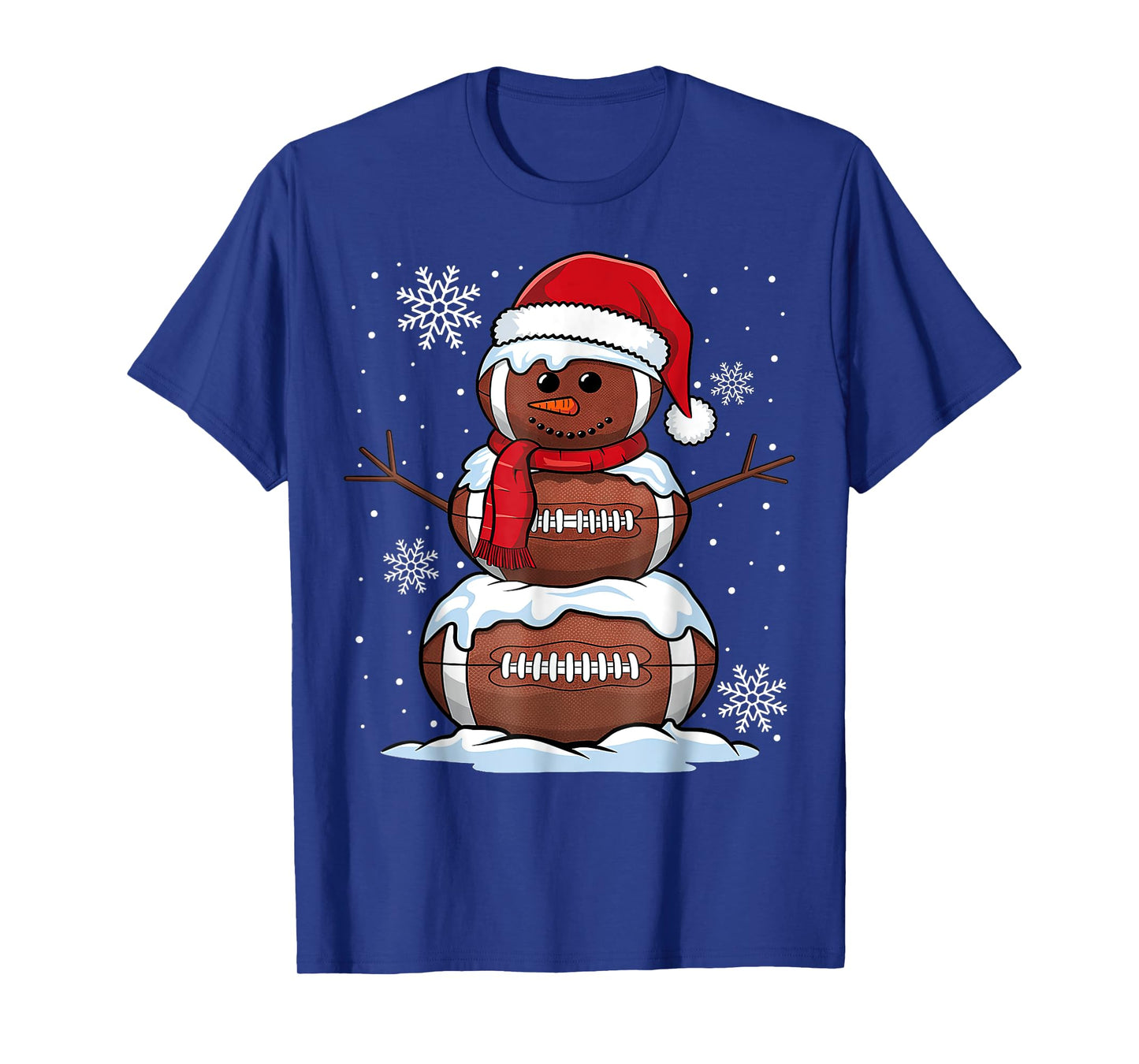 Merry Christmas Football Snowman Holiday Sports Xmas Pajamas T-Shirt
