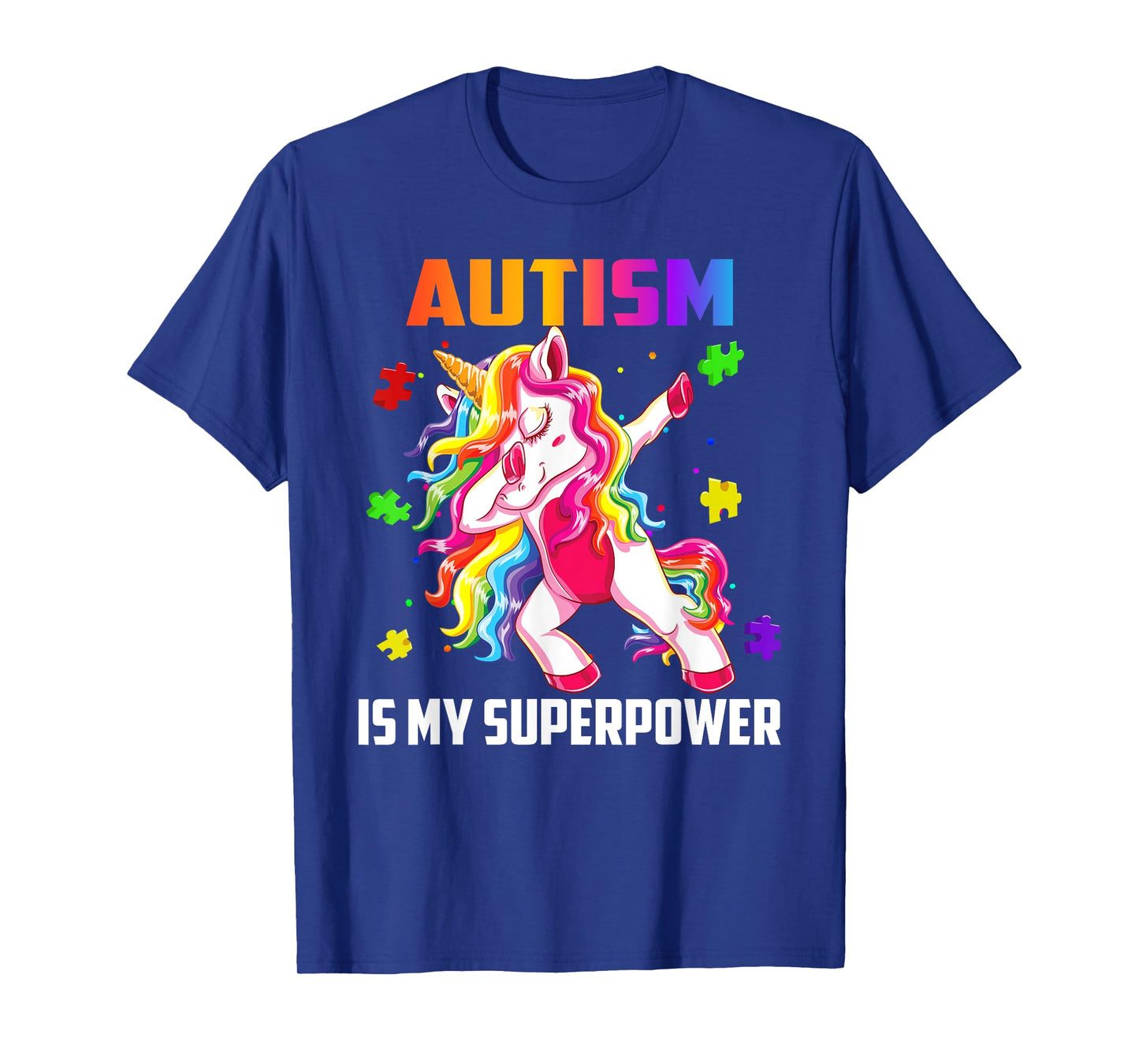 Autism Is My Superpower Dabbing Unicorn Gift Kids Boys Girls T-Shirt