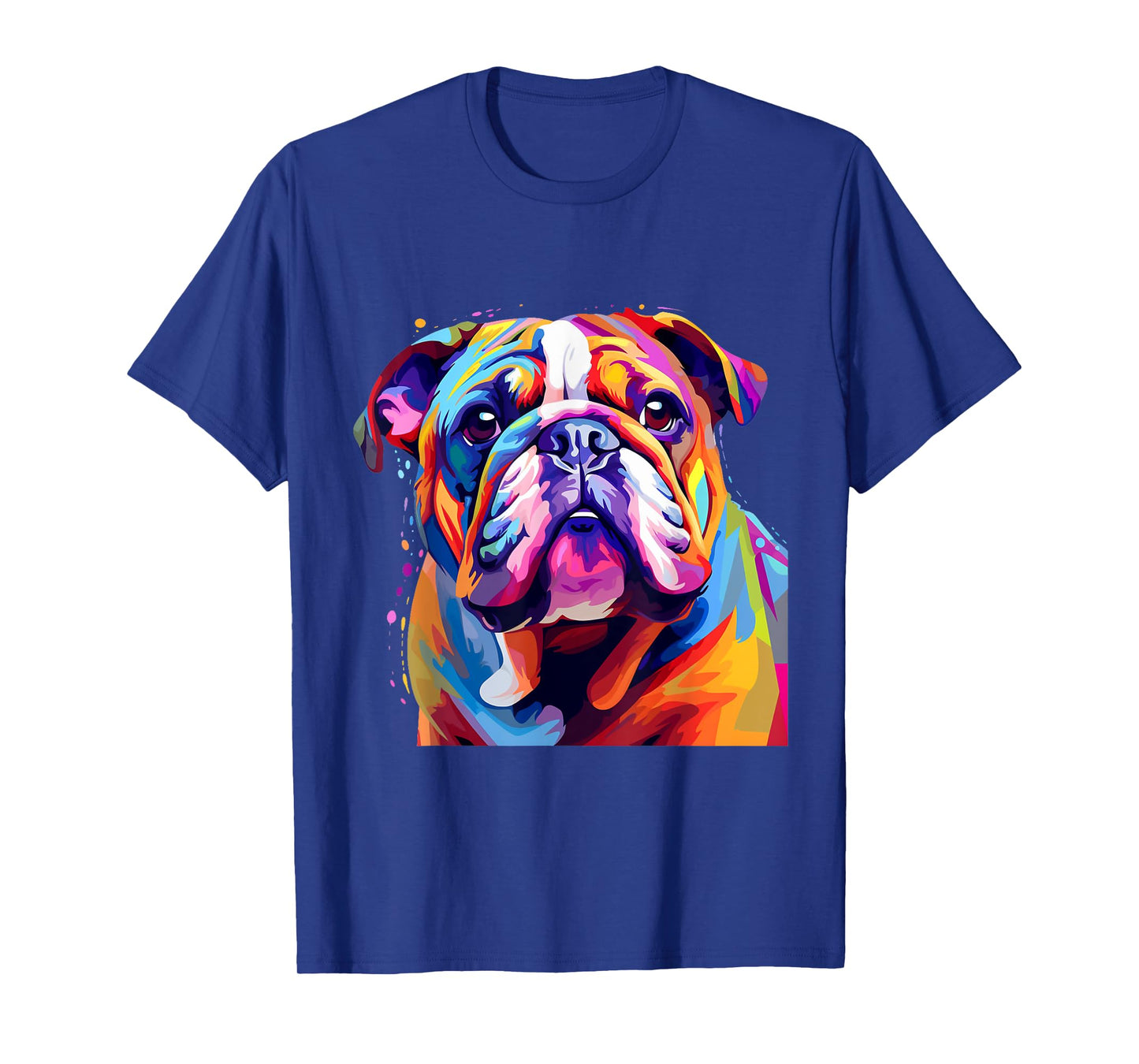Cool Colorful Bulldog Portrait Graphic T-Shirt