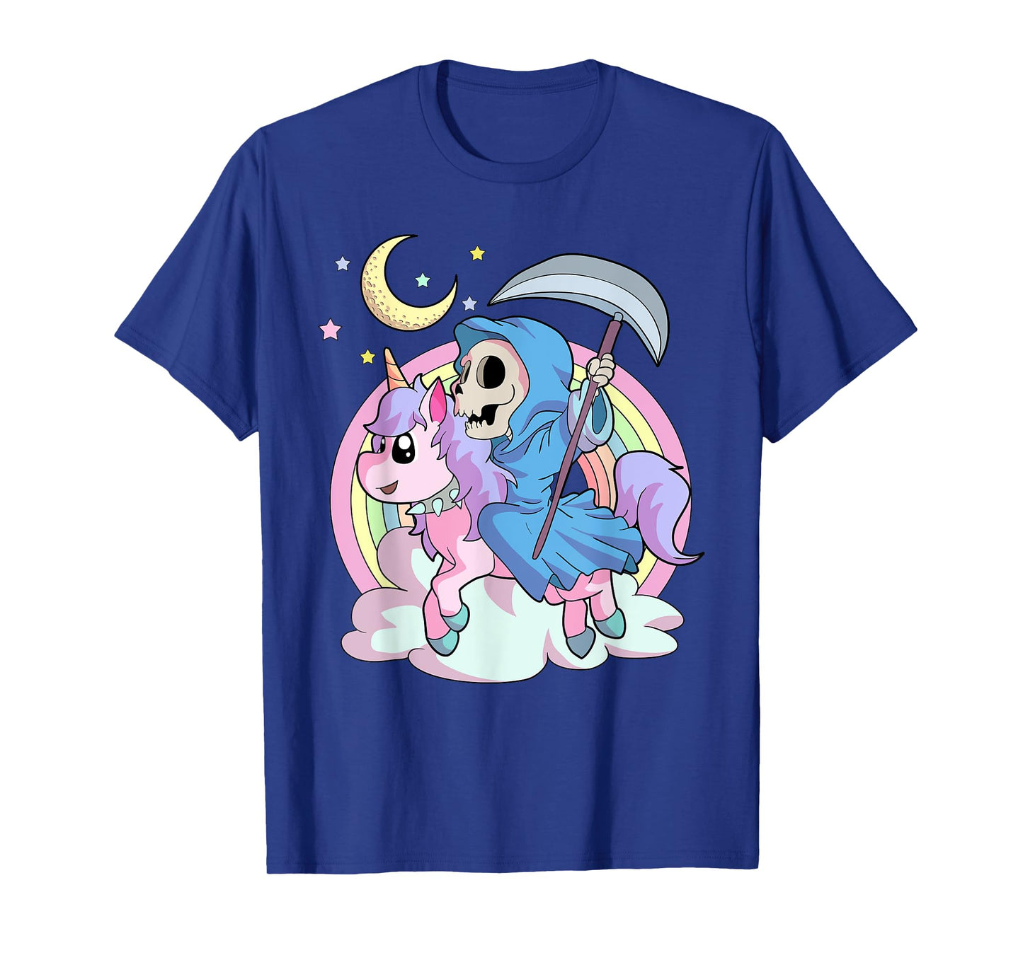 Kawaii Pastel Goth Unicorn and Grim Reaper Creepy Unicorn T-Shirt