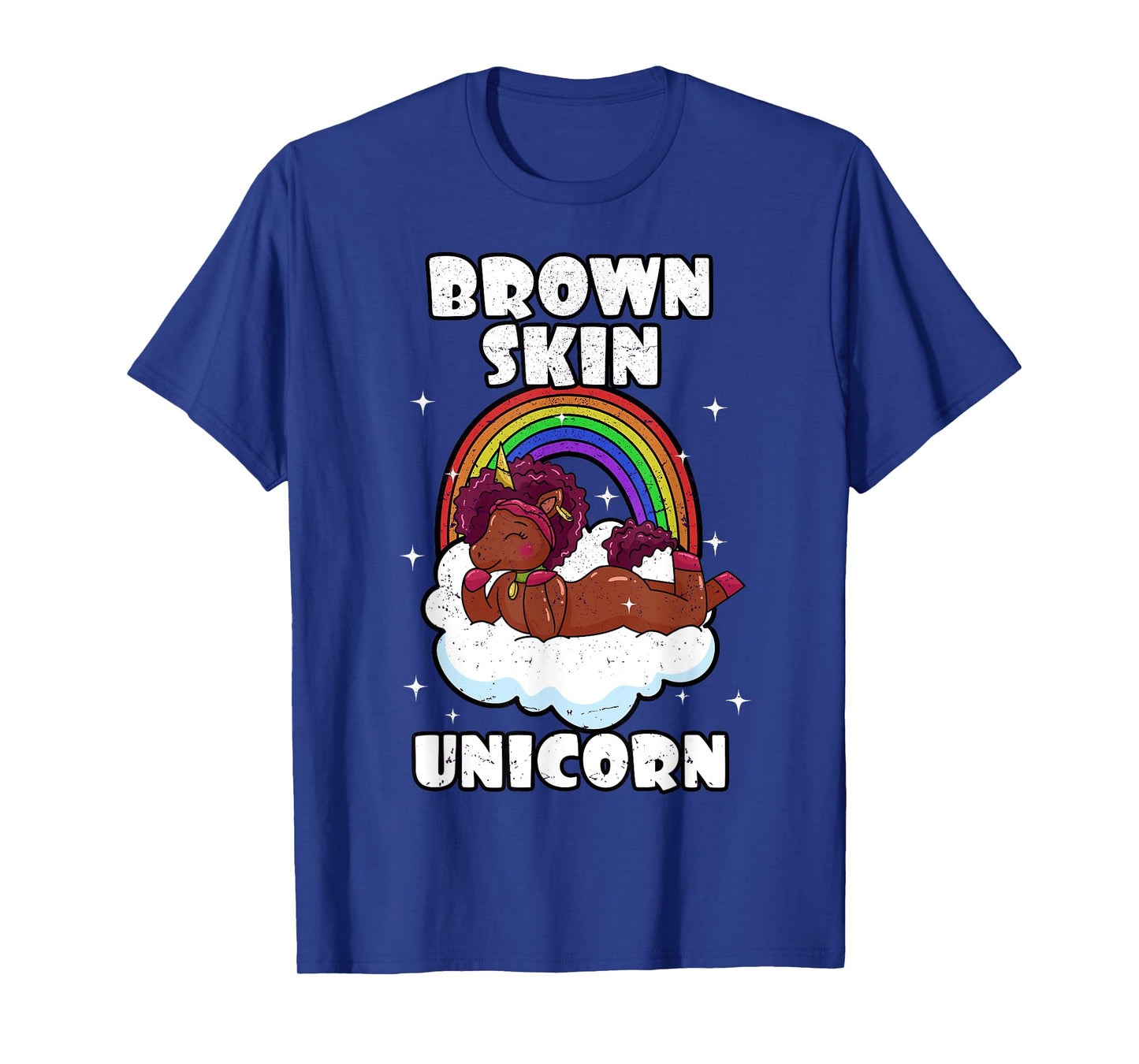 African American Black Woman Brown Skin Unicorn Afro T-Shirt