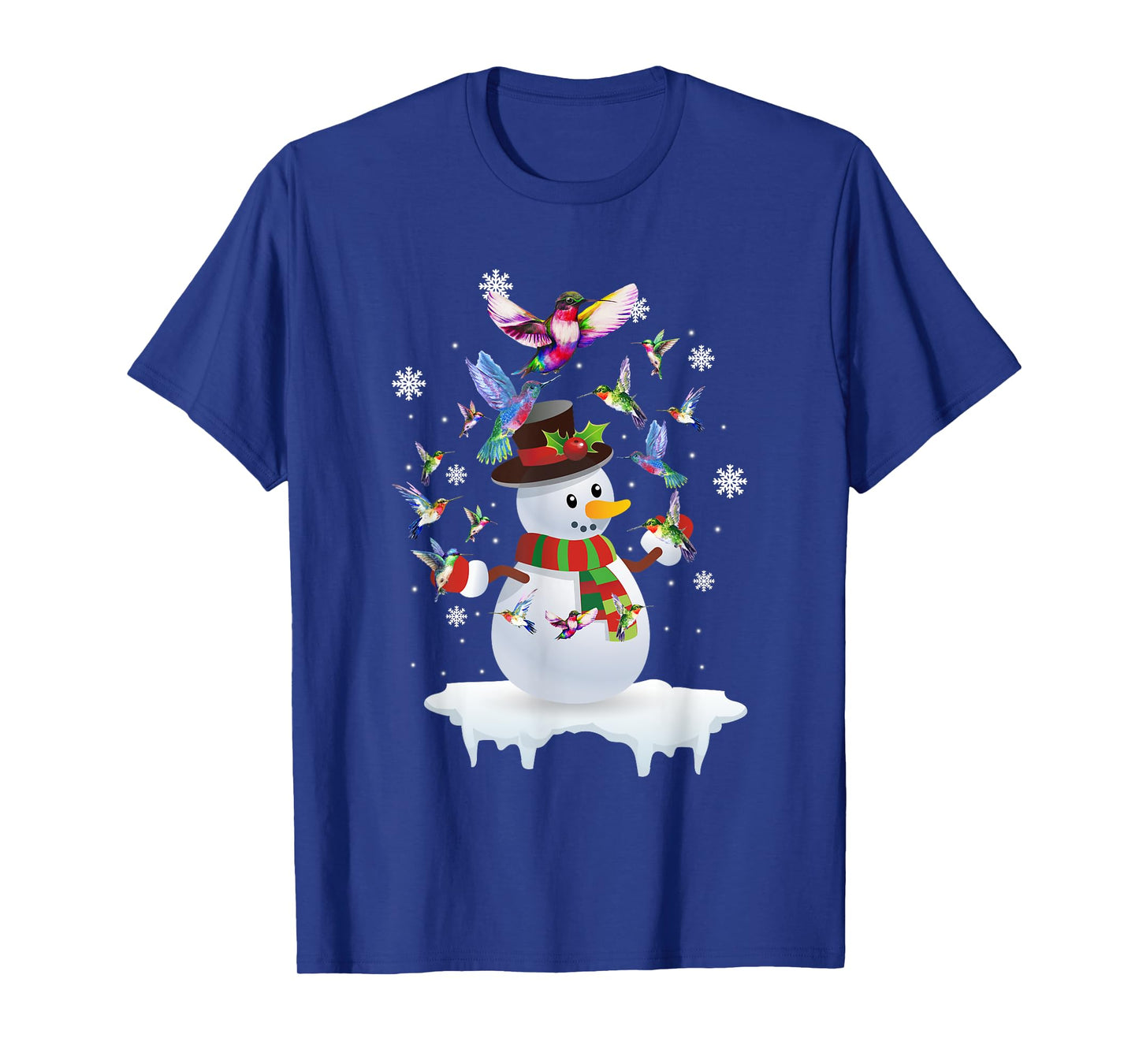 Hummingbirds Snowman Funny Christmas Animal Bird Lovers T-Shirt