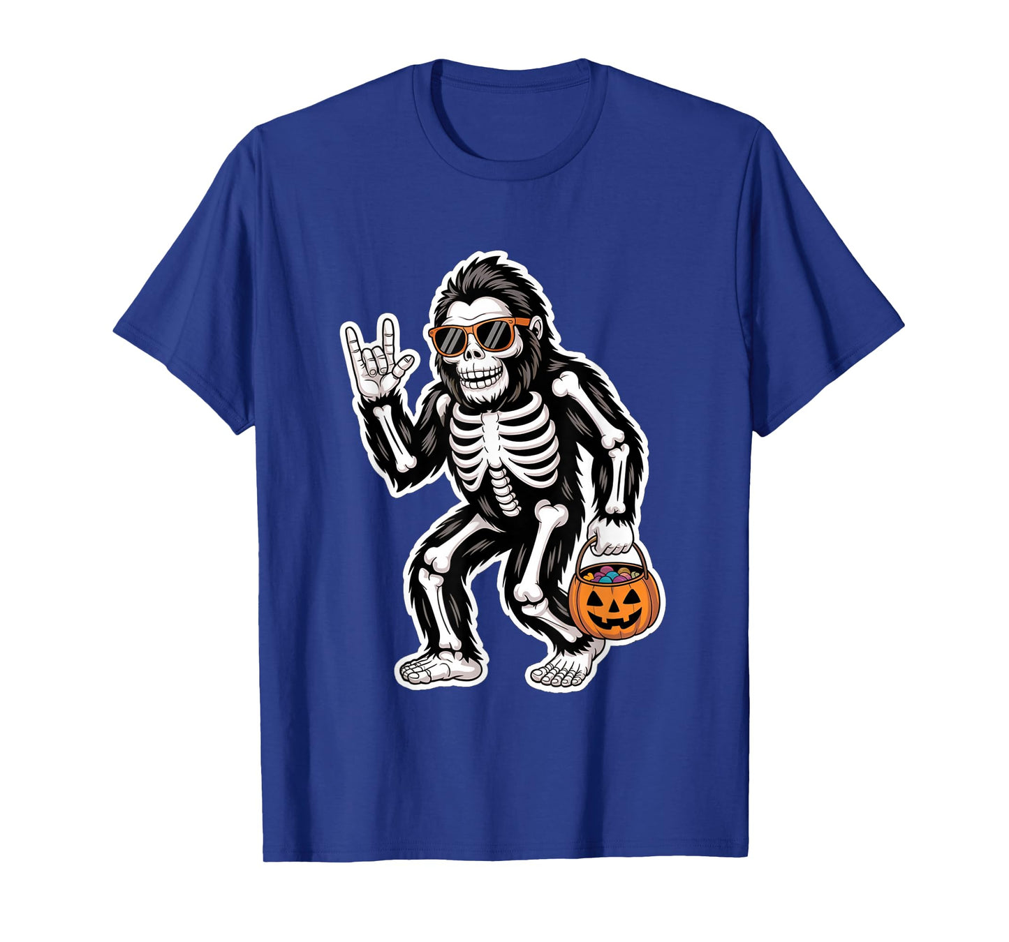 Halloween Bigfoot Skeleton Funny Rock Men Teens Boys Kids T-Shirt