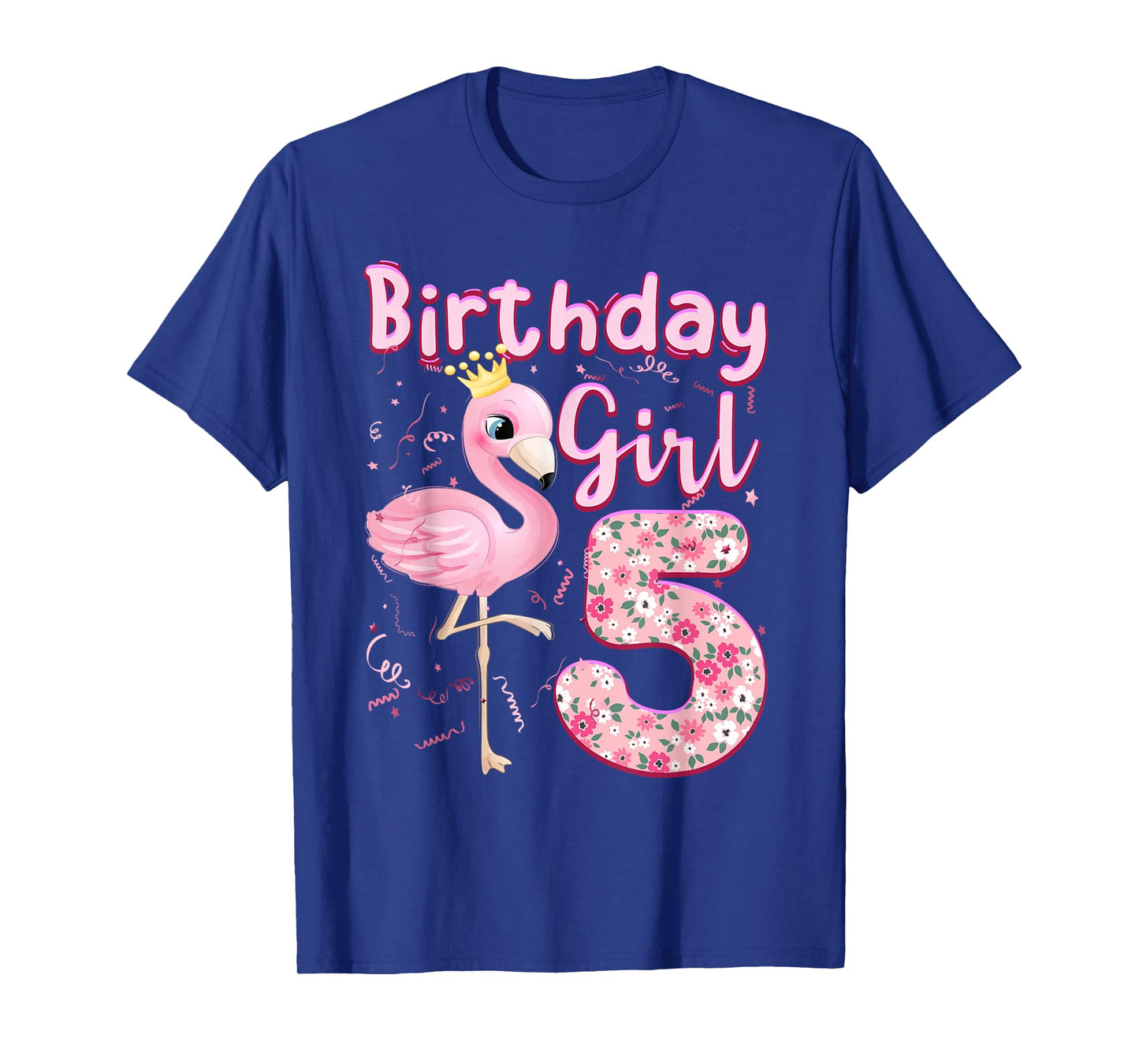 5th Birthday Girls Flamingo 5 Years Old Tropical Flamingo T-Shirt