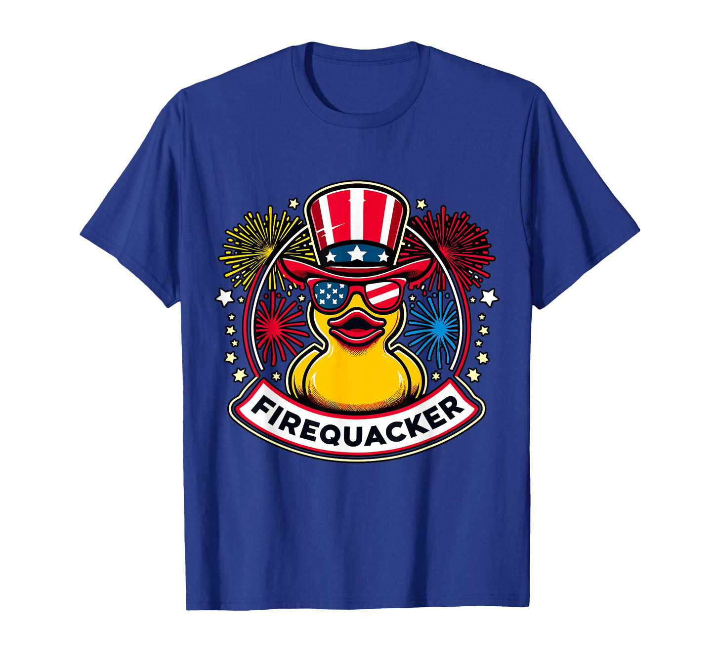 Firequacker 4th of July Rubber Duck USA Flag T-Shirt