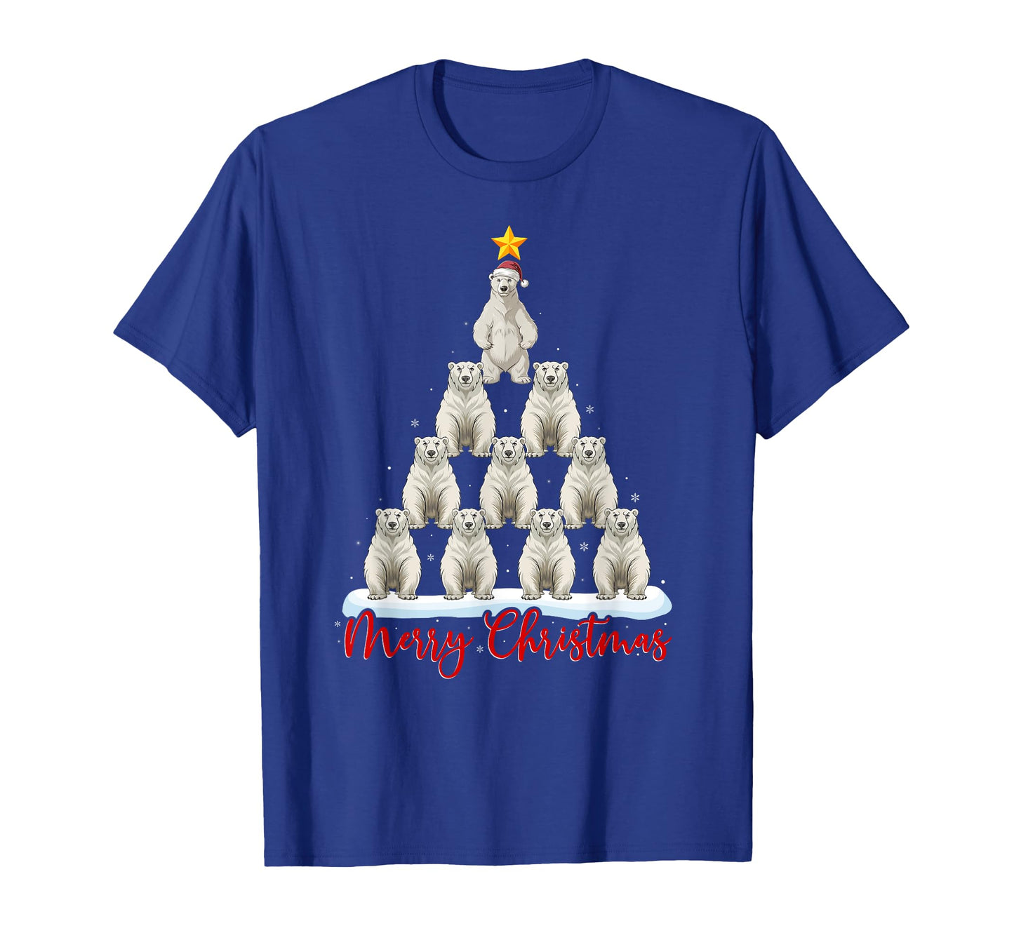 Santa Hat Ugly Xmas Funny Polar Bear Christmas Tree T-Shirt
