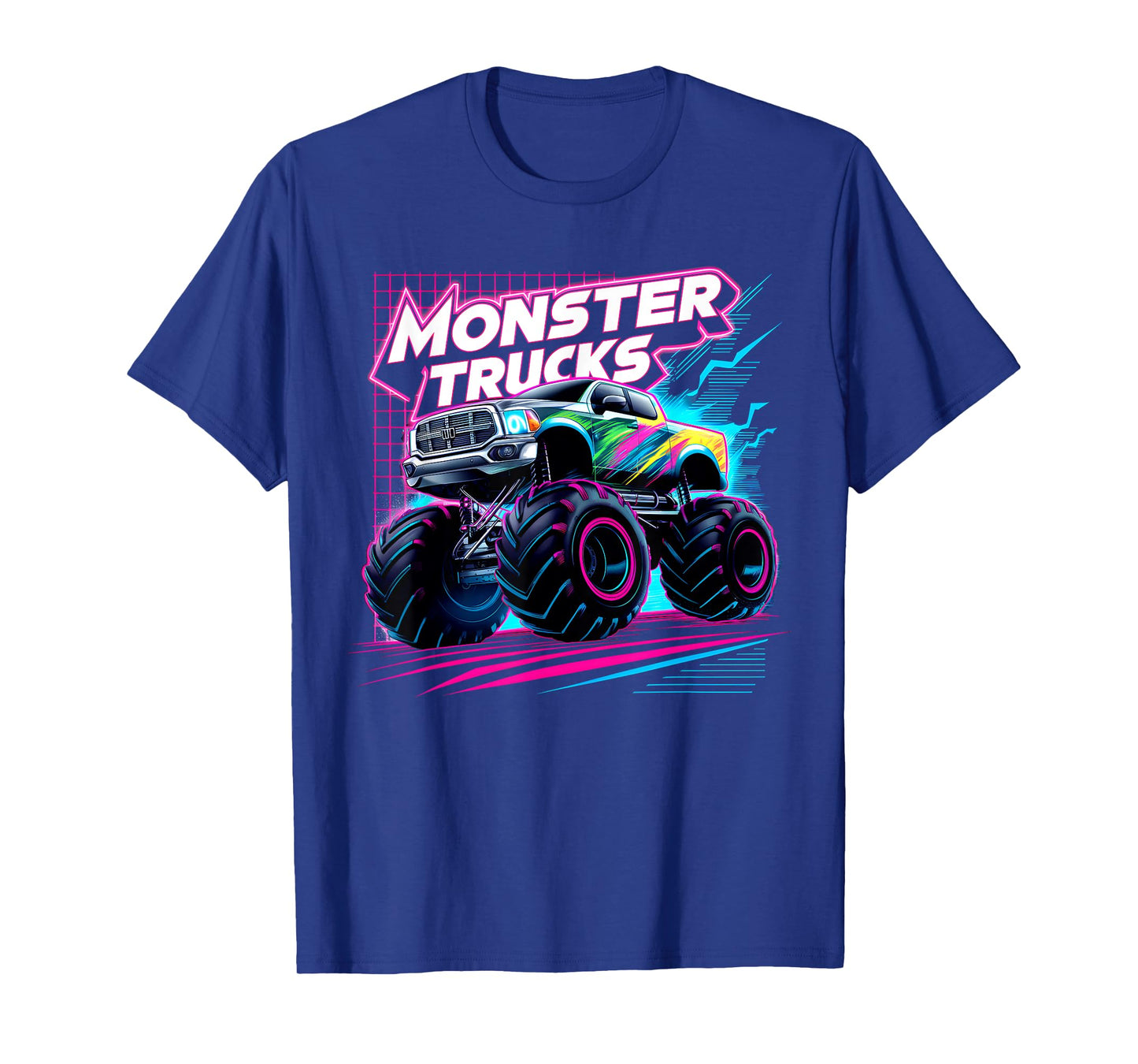 Monster Truck Retro Colorful Toddlers Boys Kids Men Birthday T-Shirt