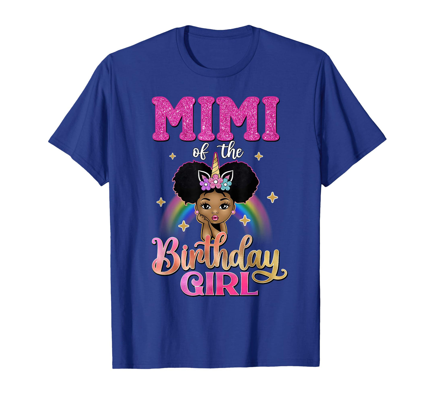 Mimi of The Birthday Girl Princess Afro Melanin Unicorn T-Shirt