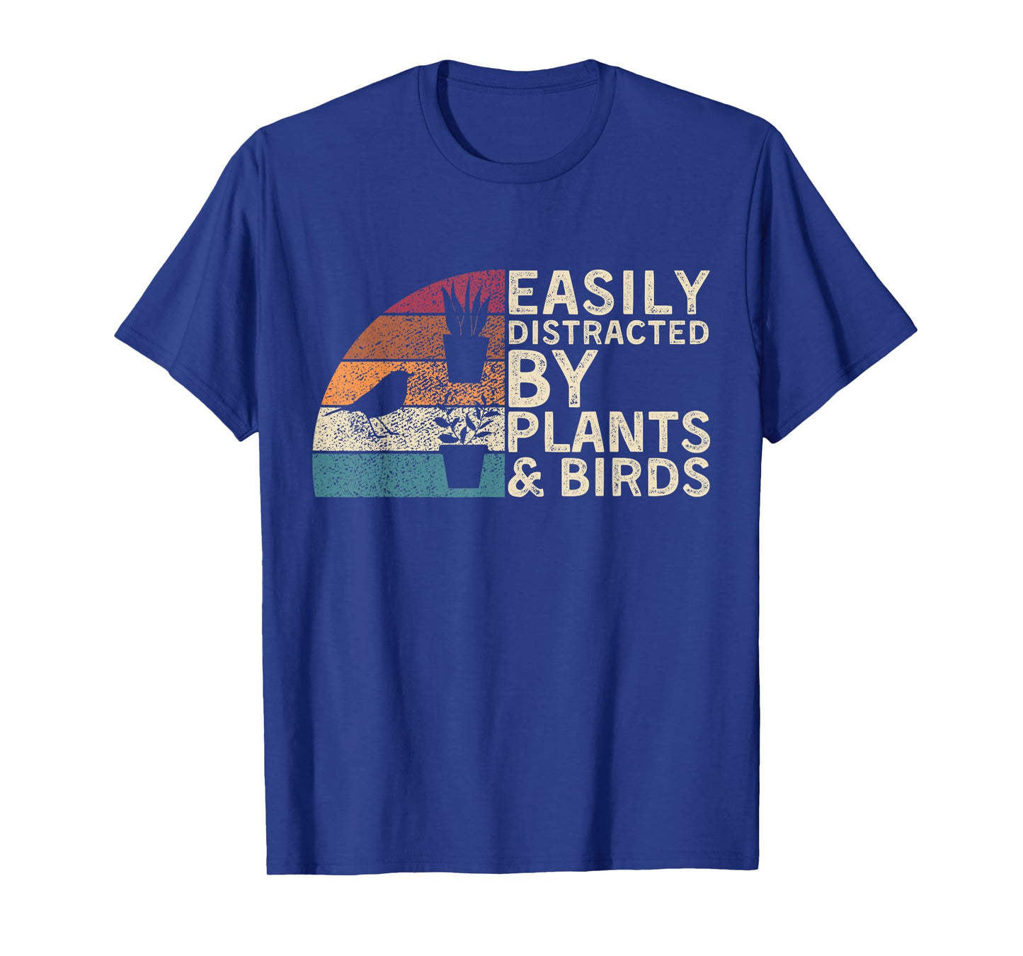 Retro Vintage Easily Distracted By Plants & Birds Funny T-Shirt