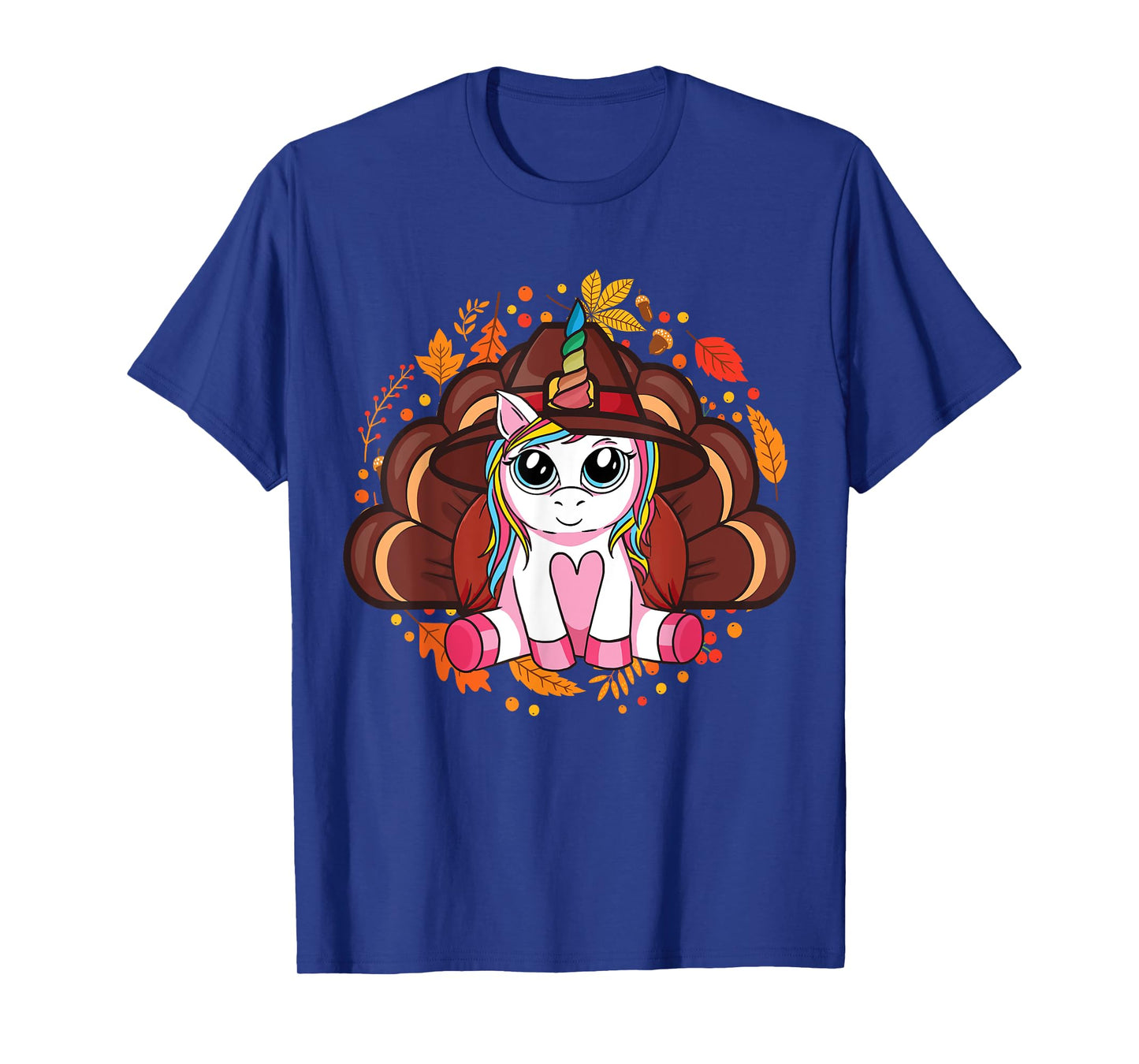 Cute Thanksgiving Girls Kids Toddler Turkey Unicorn T-Shirt