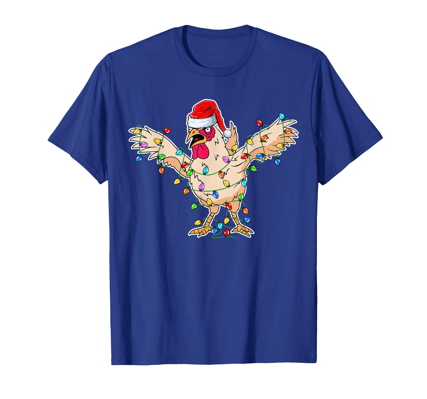 Rooster Wearing Santa Hat - Rooster Chicken Lover Christmas T-Shirt
