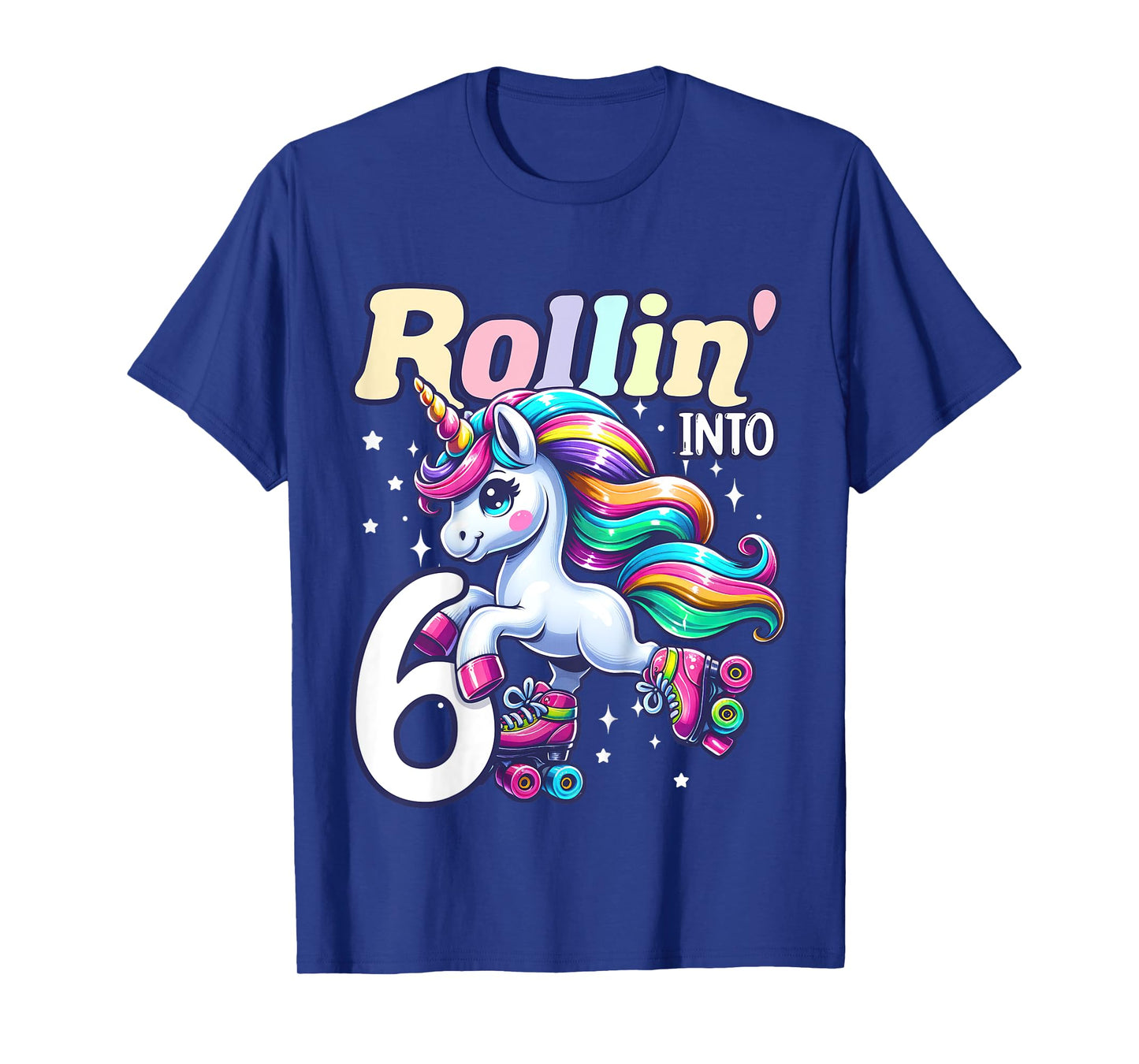 Kids Unicorn Roller Skate 6th Birthday 6 Year Old Party Girls T-Shirt