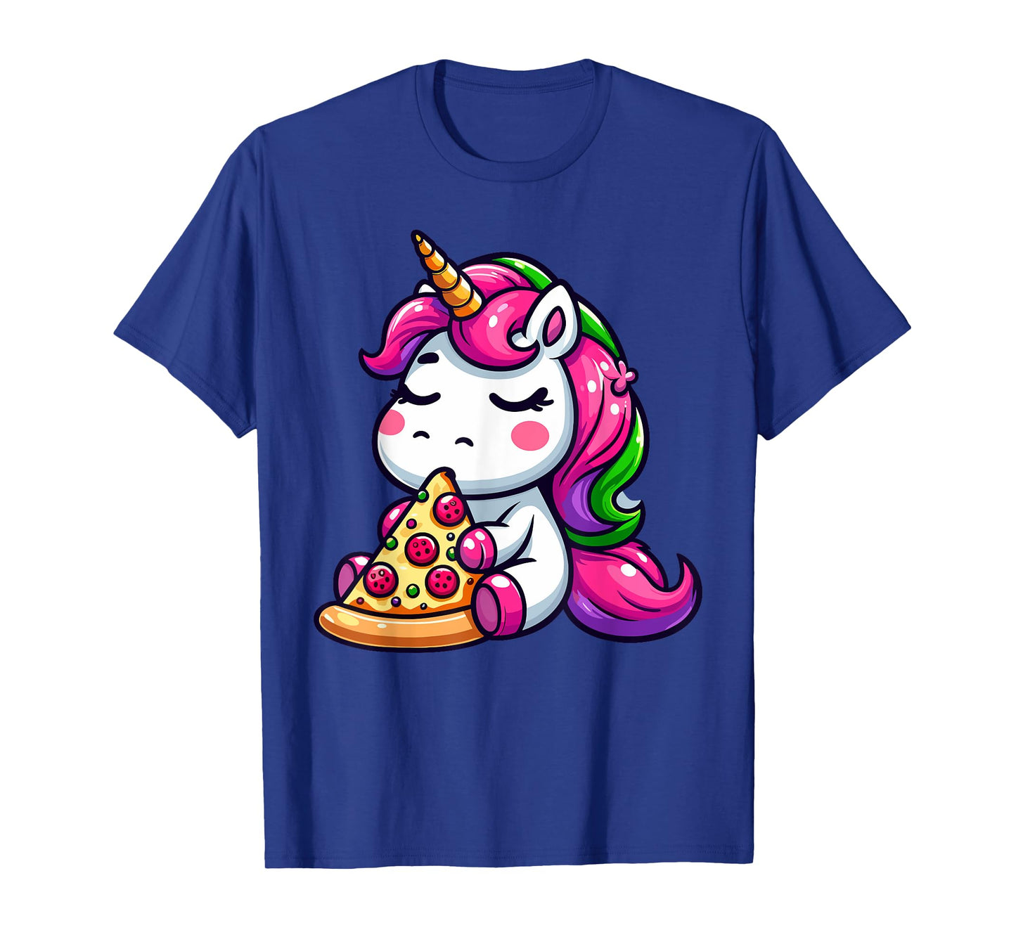 Unicorn Animal Eating Pizza Margherita Meal Foodies T-Shirt