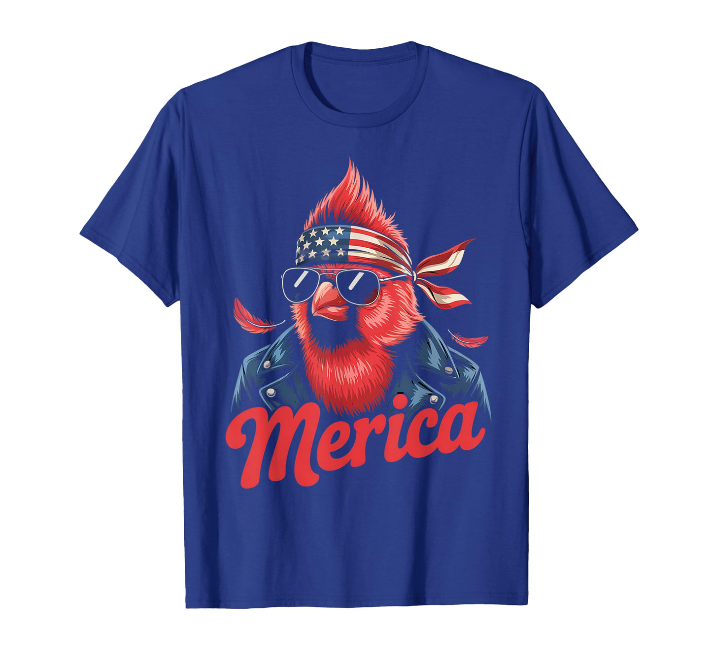Northern cardinal Bird Lover Sunglasses USA Flag 4th of July T-Shirt