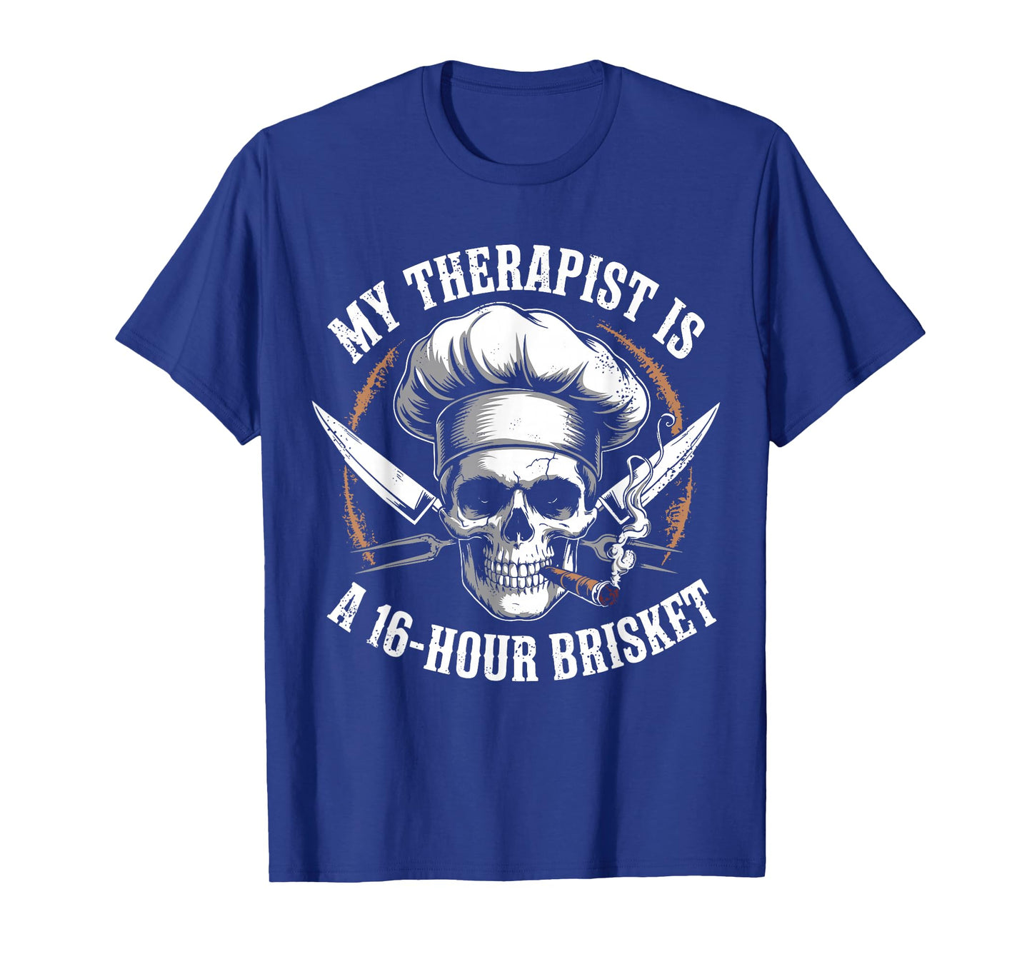 My Therapist is A 16-Hours Brisket Funny Vintage Chef Skull T-Shirt