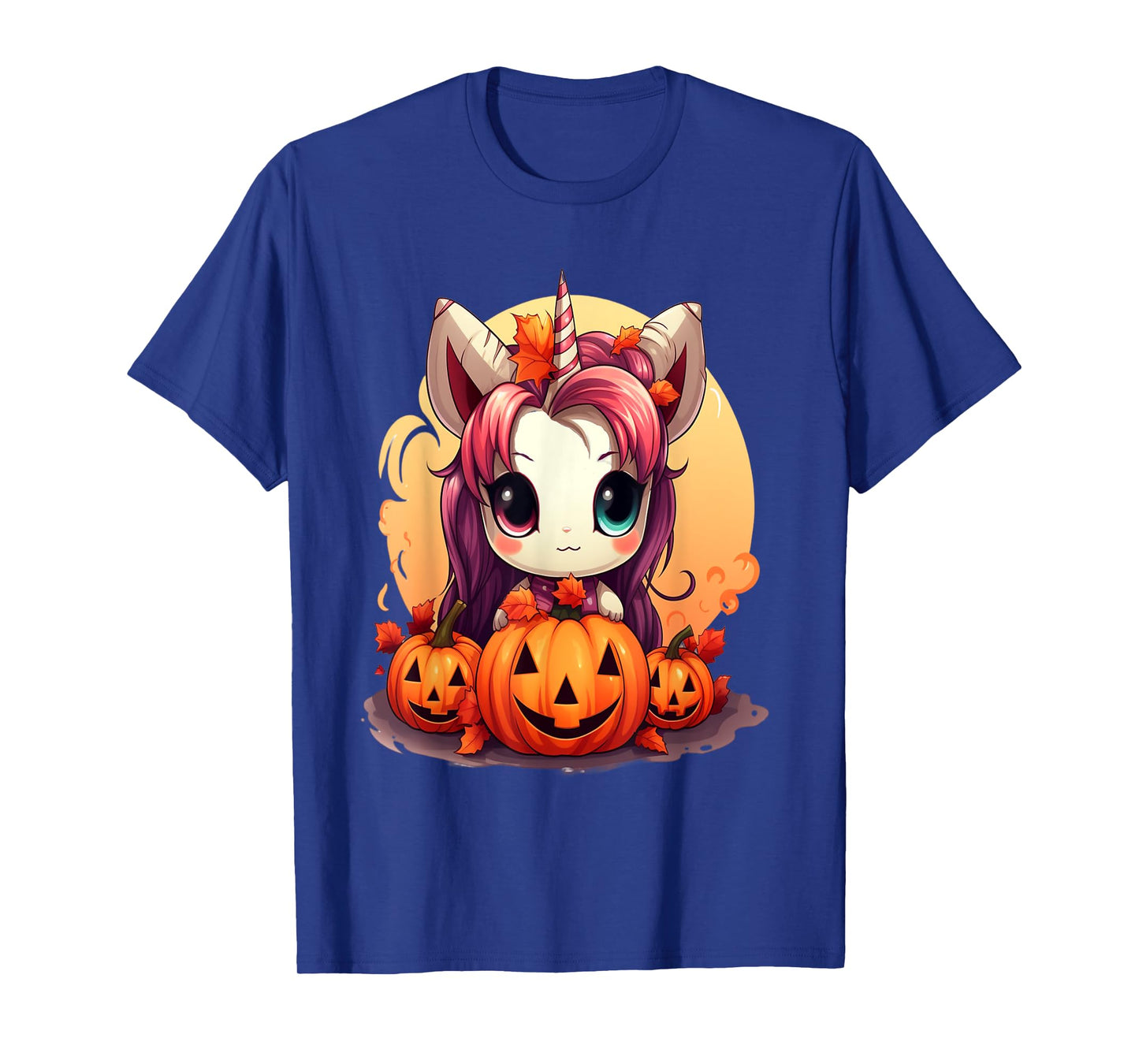 Autumn Halloween costume kawaii pumpkin unicorn magic T-Shirt