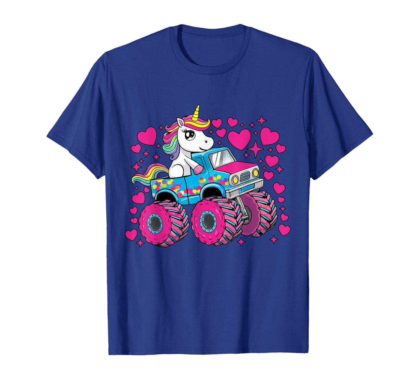 Funny Cute Unicorn Riding A Pink Monster Truck Girls Toddler T-Shirt