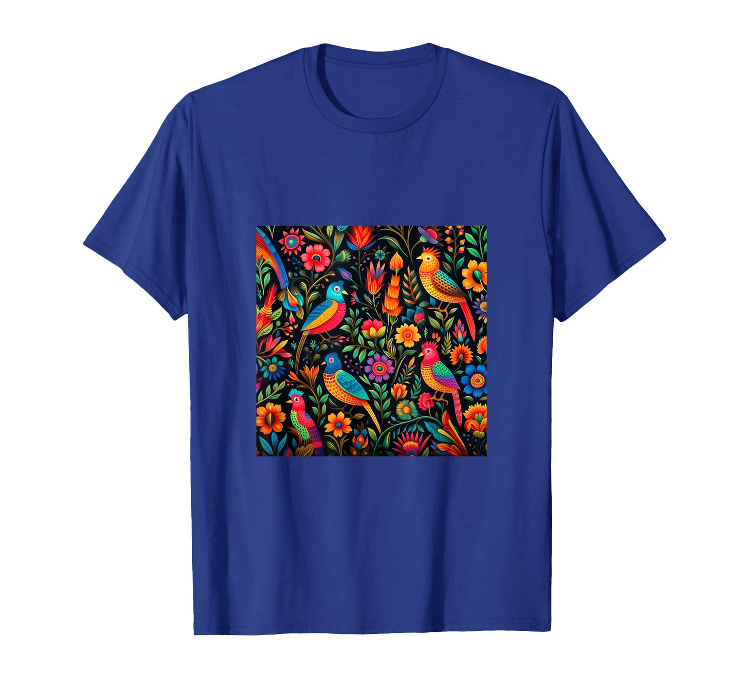 Mexican Embroidery Pattern Art Birds Flowers T-Shirt