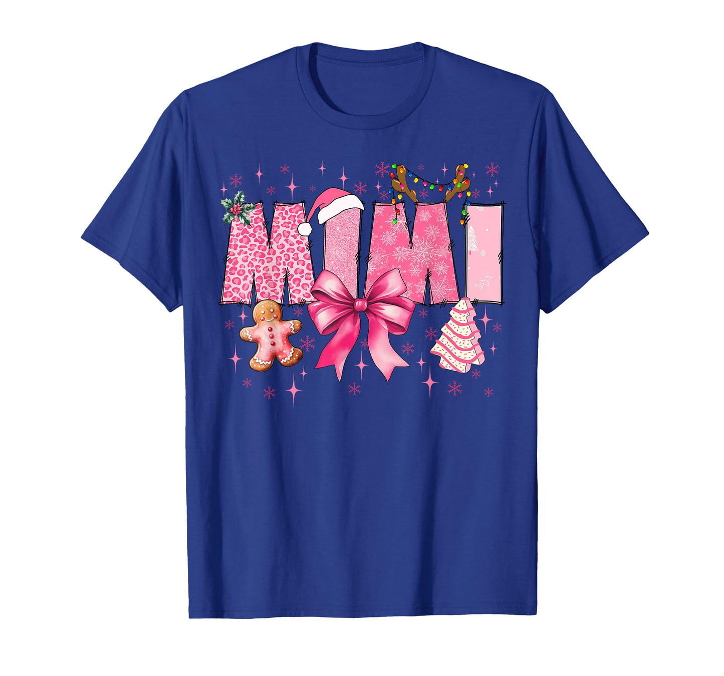 Mimi Cute Pink Coquette Bow Christmas Matching Family Xmas T-Shirt
