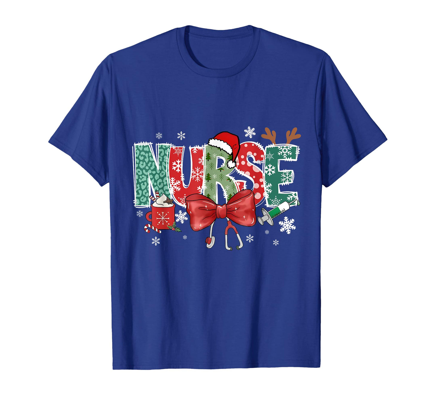 Christmas for Women Christmas Nurse Family Humorous T-Shirt - Unisex, Black, Small, Short Sleeve
