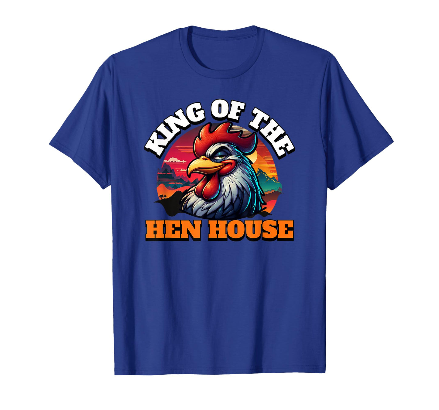 ArtisticRaccoon Funny Rooster King Of The Hen House T-Shirt - Black, Small, Unisex-Adult, Short Sleeve, T-Shirt