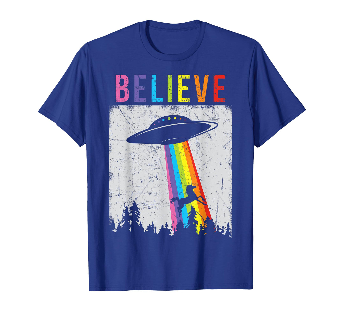 Alien Unicorn UFO Rainbow T-Shirt T-Shirt