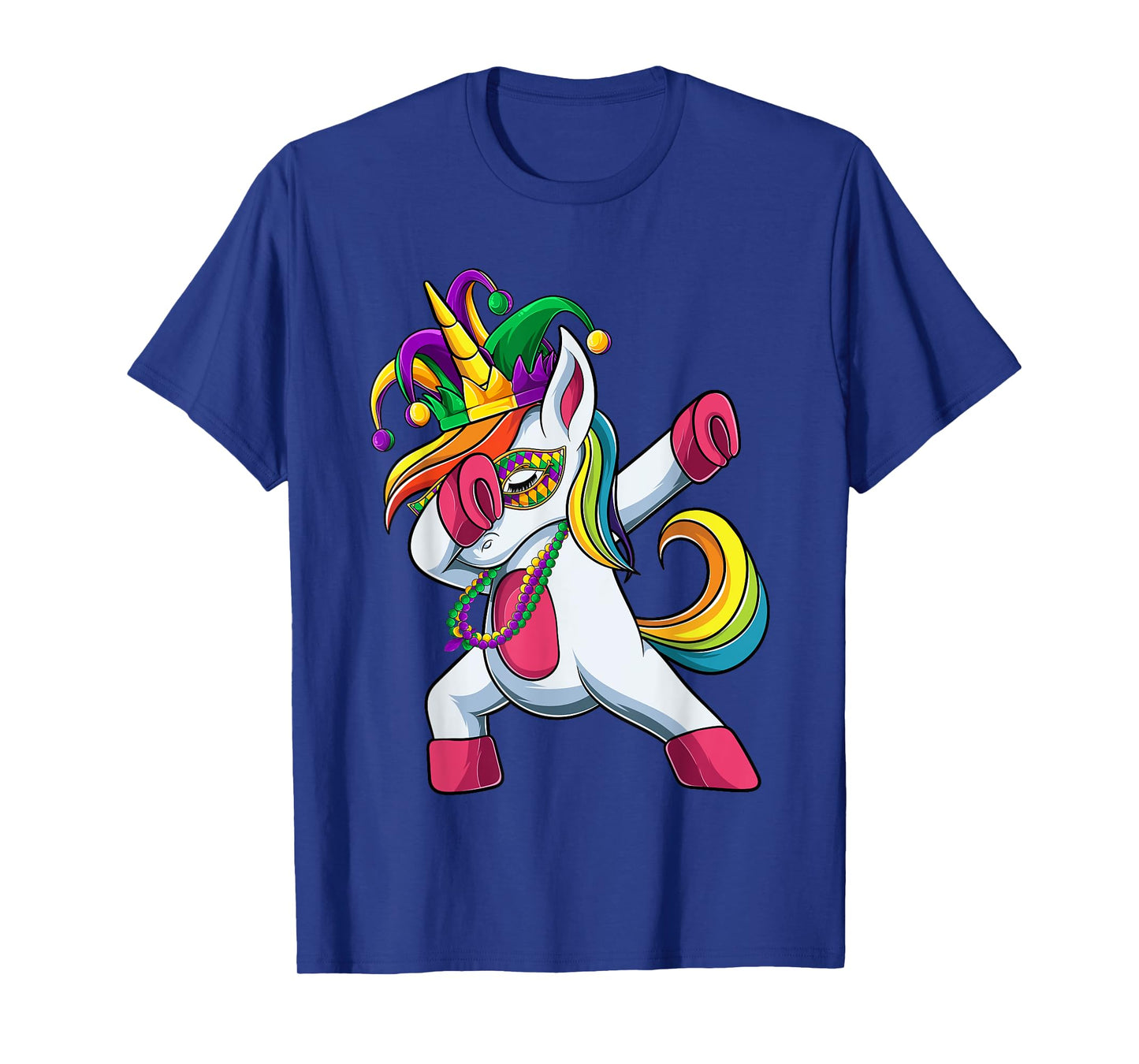 Dabbing Unicorn Jester Mardi Gras Shirt, Kids Girls T-Shirt