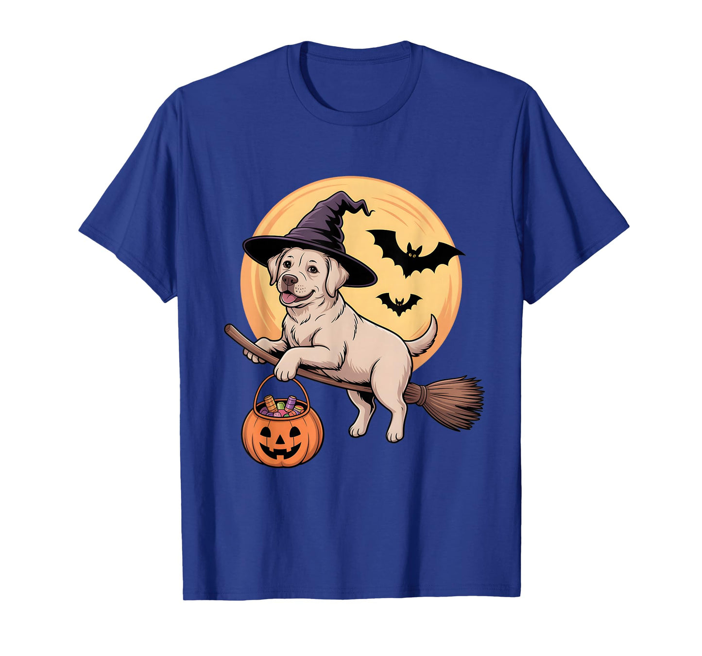 Labrador Retriever Witch Hat Pumpkin Halloween Costume Kids T-Shirt