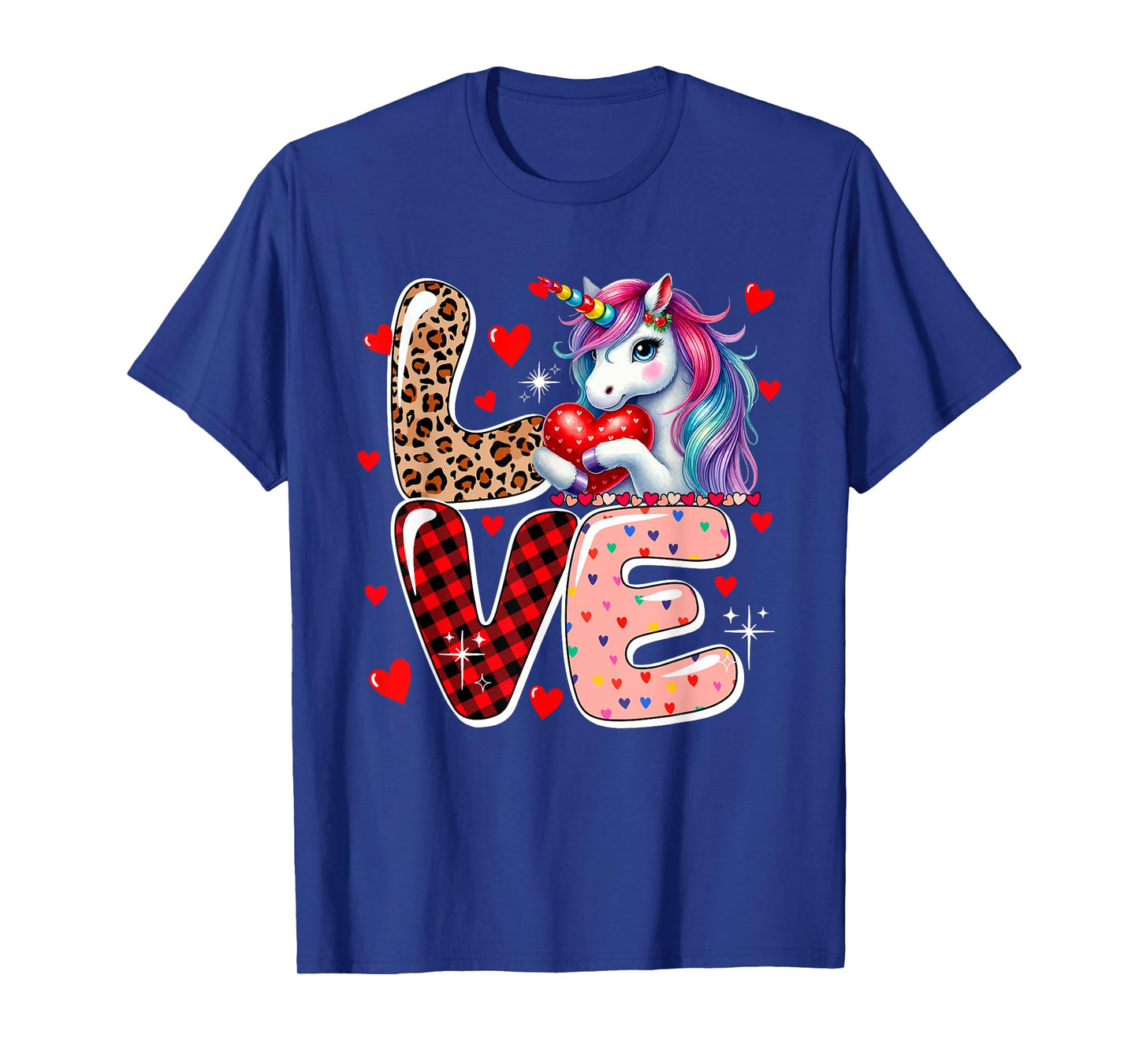LOVE Unicorn Leopard Cute Hearts Valentine's Day Kid Toddler T-Shirt