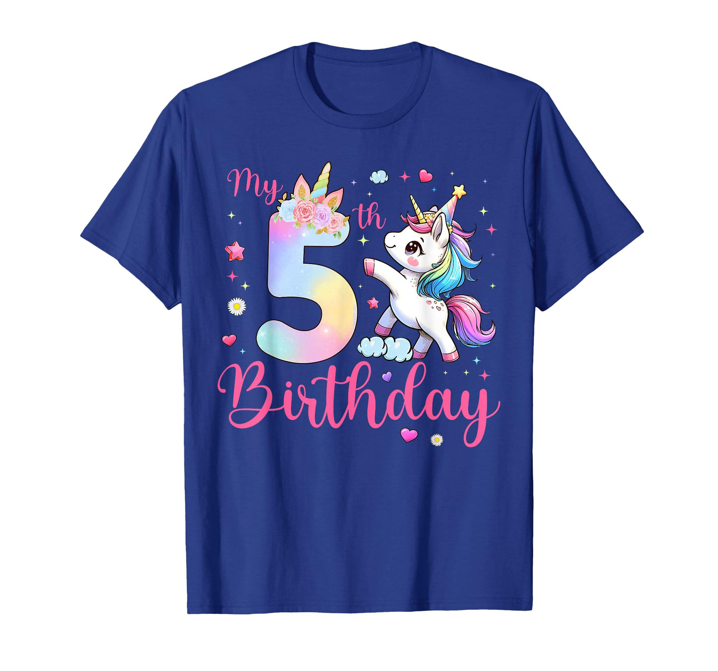 Cute Unicorn 5 Years Old My 5th Birthday Unicorn Girl Kids T-Shirt