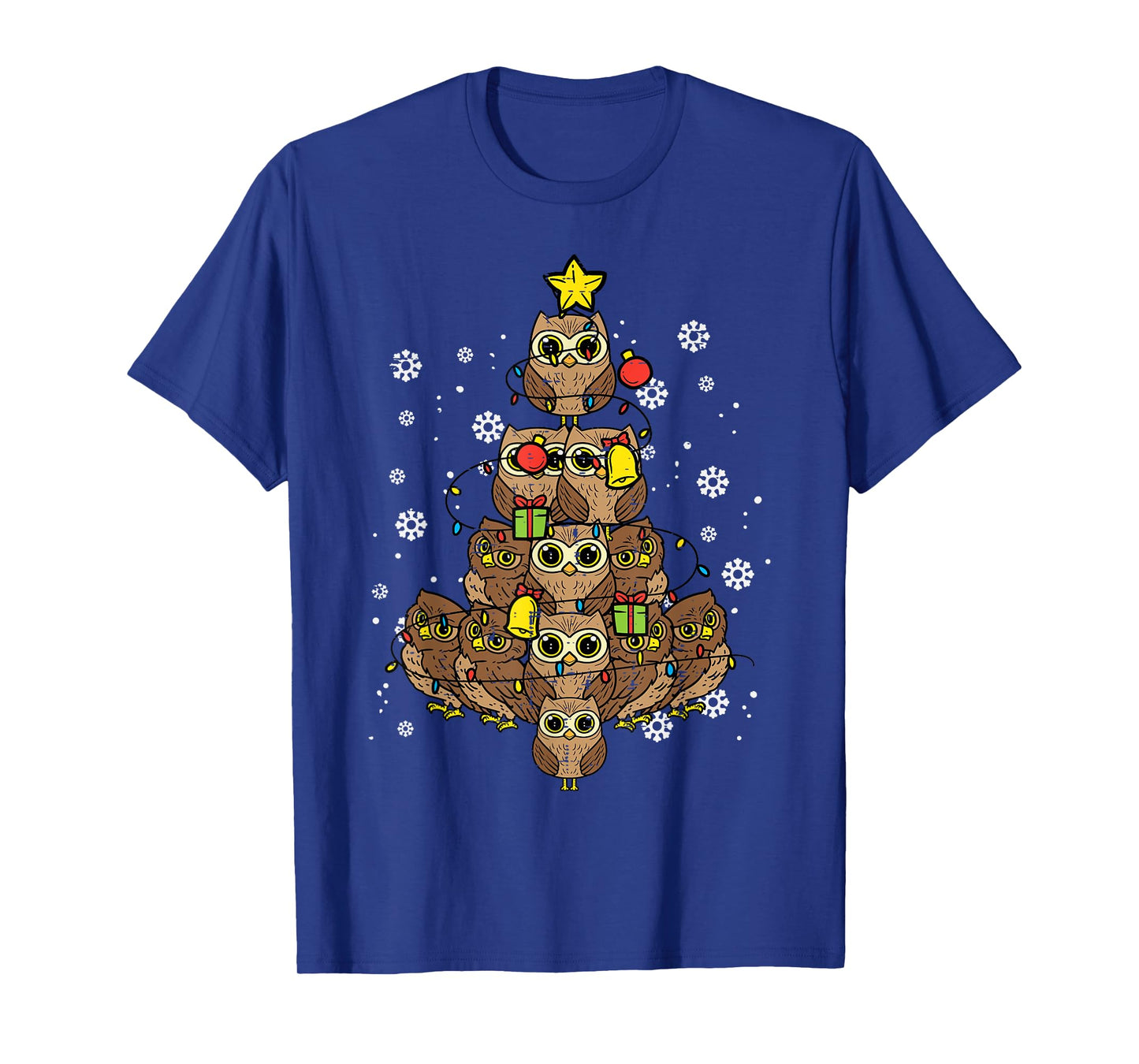 Owls Christmas Tree Cute Xmas Bird Animal Men Women Kids T-Shirt