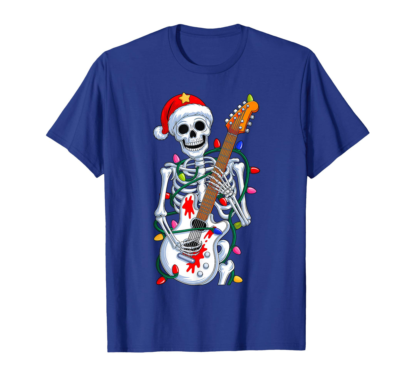 Christmas Rocker Skeleton Santa Rock Hand Xmas Men Boys Kids T-Shirt