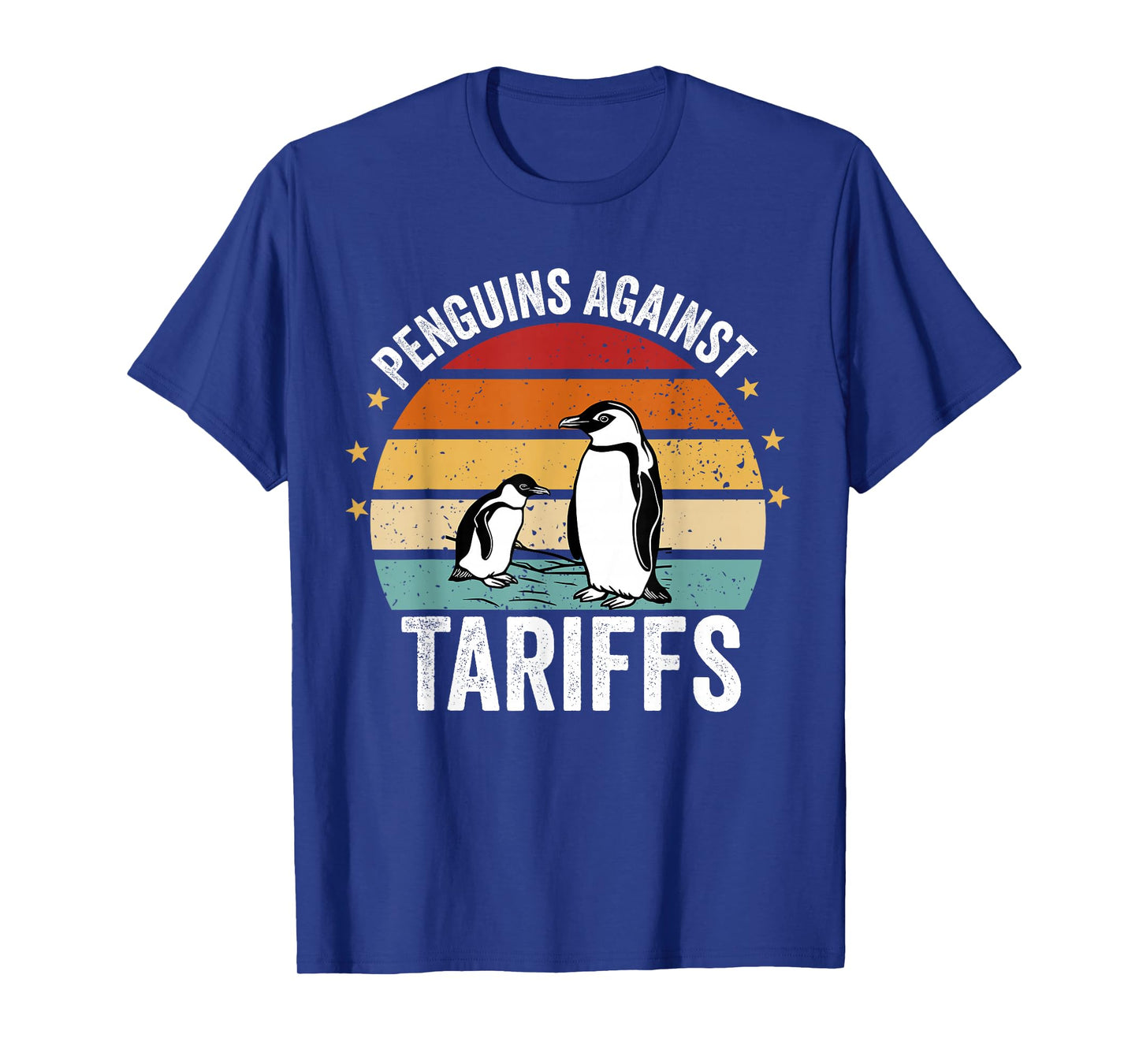 Retro Penguins Against Tariffs Anti Tariffs Funny Penguins T-Shirt