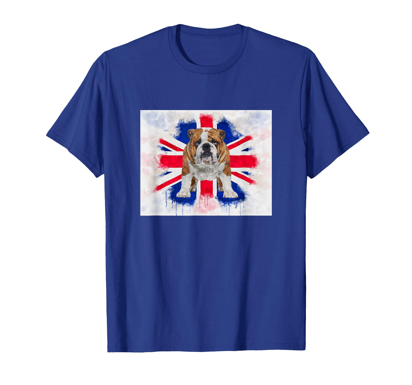 British Bulldog on Dripping Painted Union Jack Flag English T-Shirt